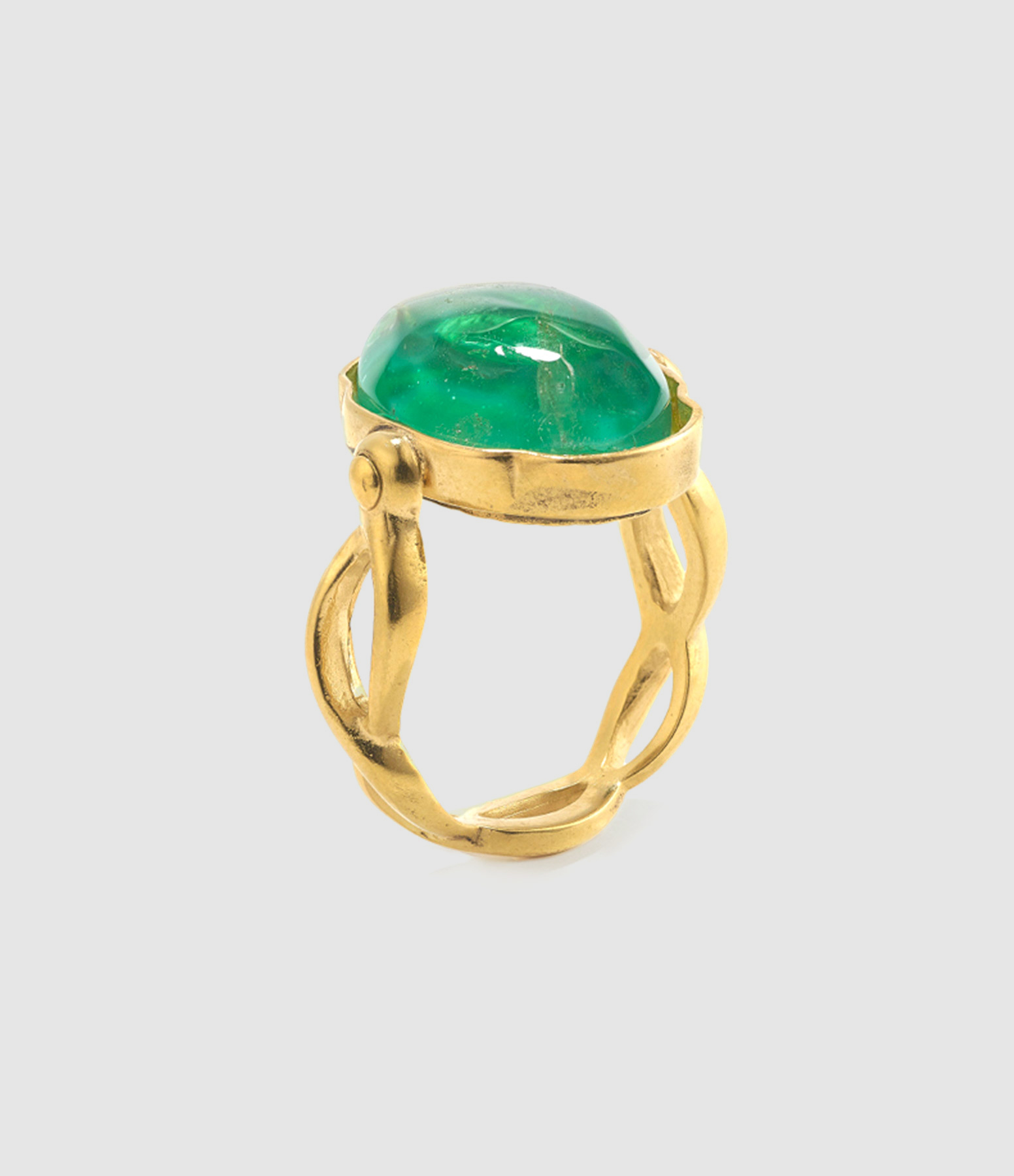 Bague Fine En Argent Sterling 925 Avec Béryl Vert émeraude - Plaqué Or 14k, Taille Ajustable