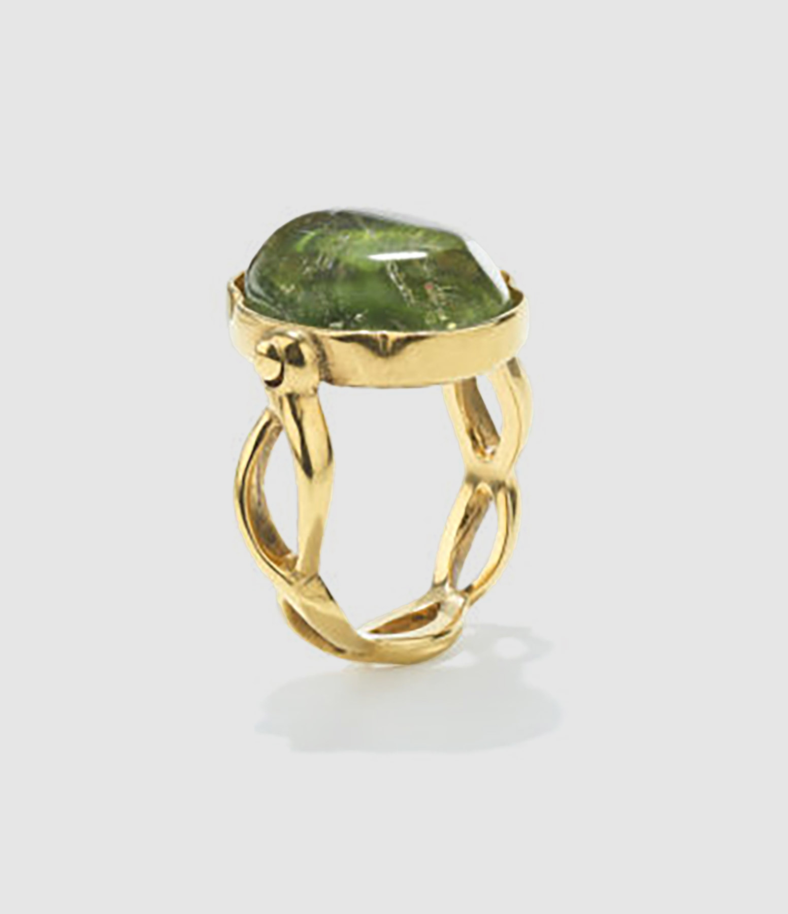 Bague Cabochon Ovale Cristal de Roche Vert