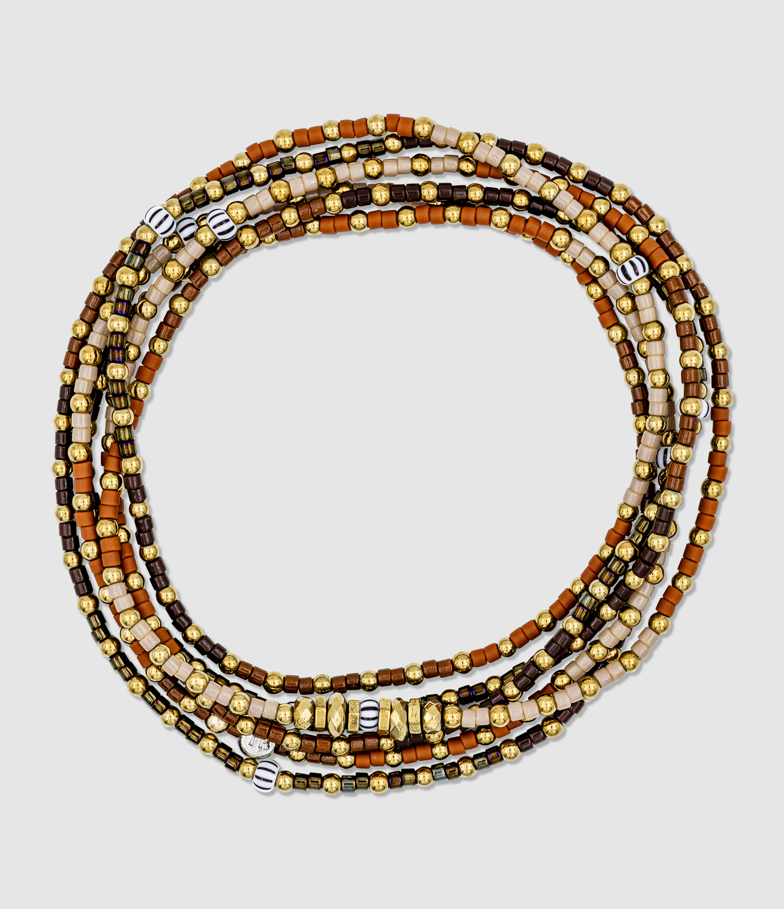 Collier et Bracelet 6 Tours Cappuccino 103cm