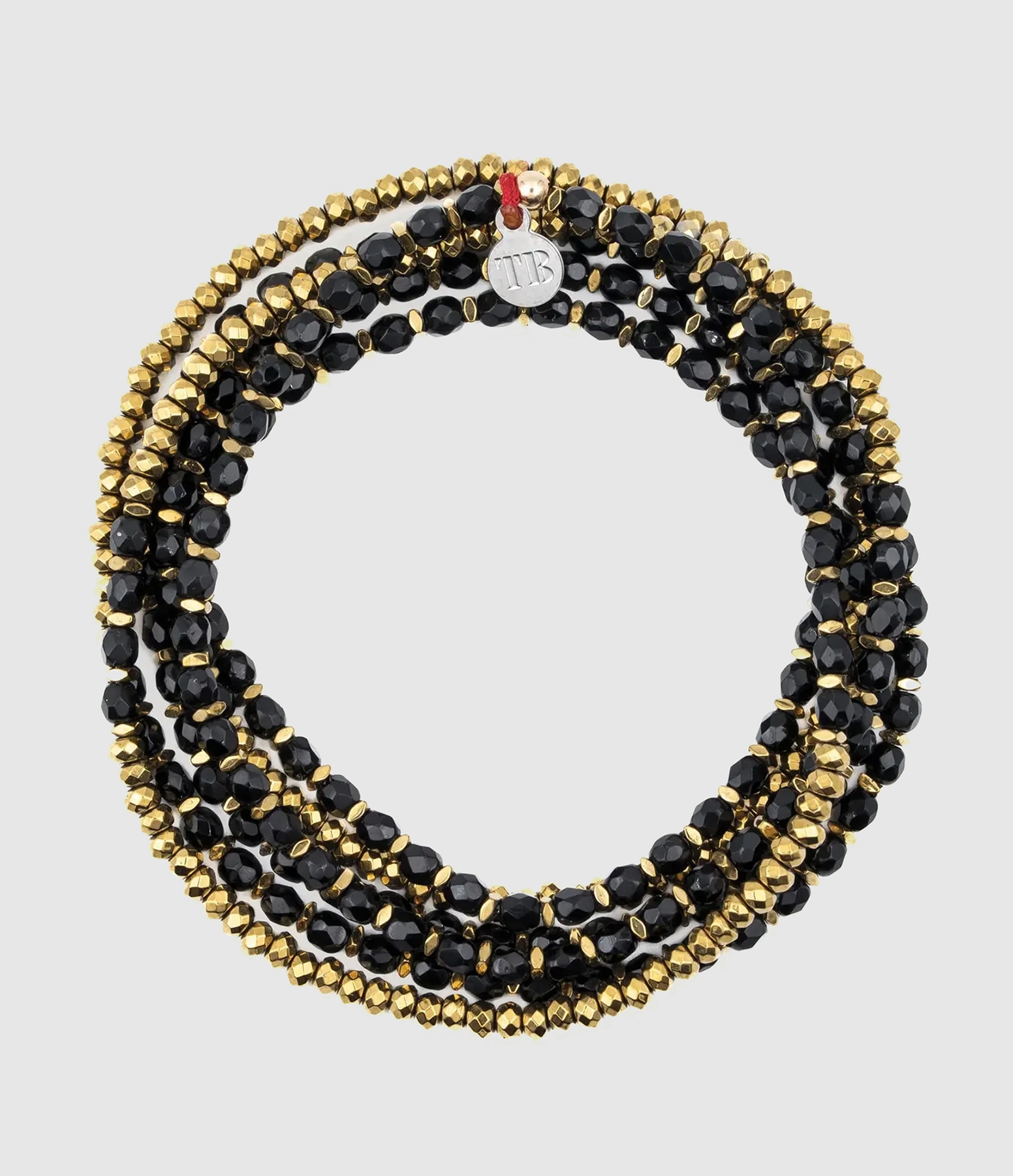 Collier et Bracelet 6 Tours Caroline Gold Noir 103cm
