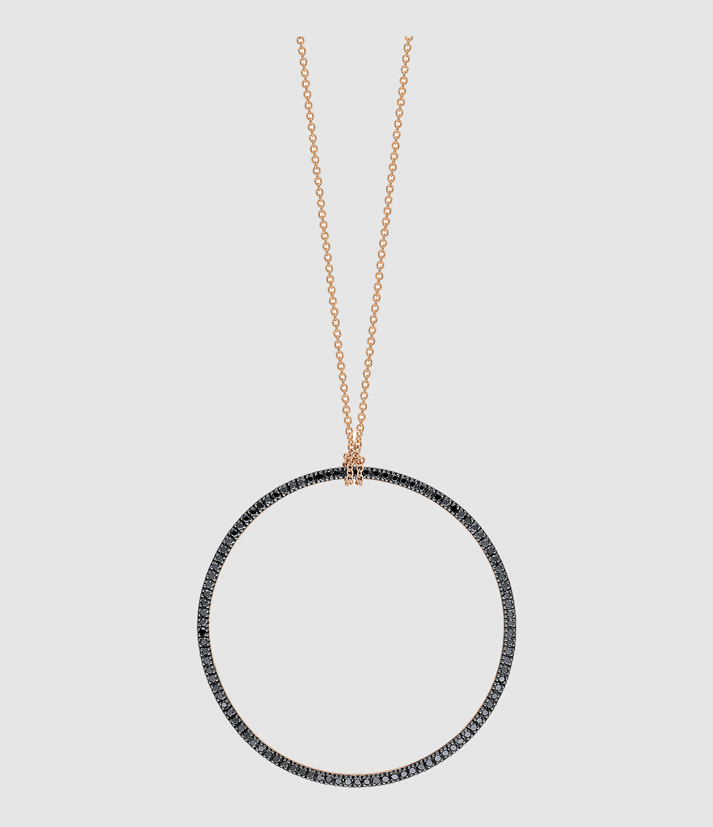 Collier Circles Or Rose Diamants Noirs