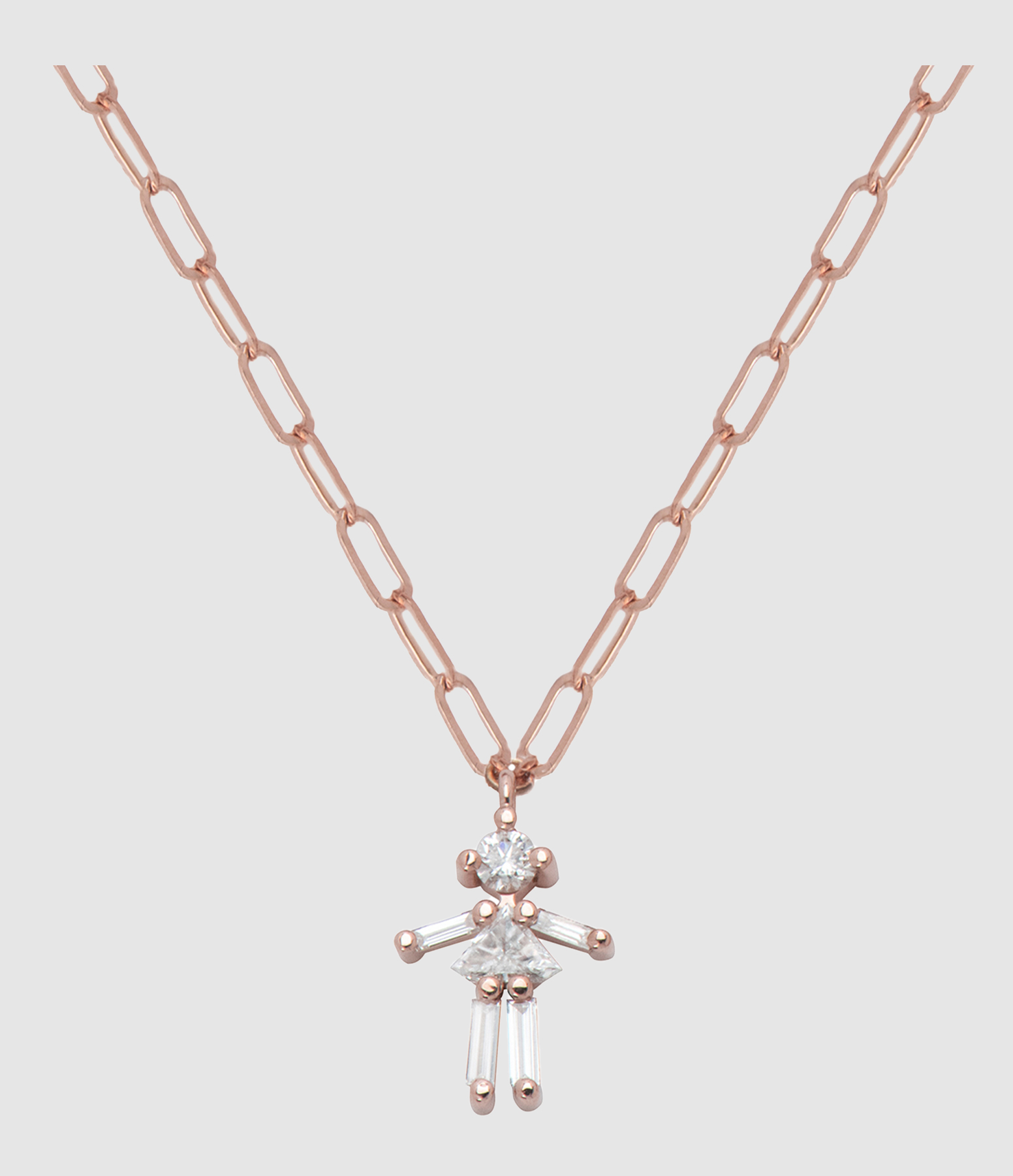 Collier Magnétique Mini Fille Or Rose Diamant