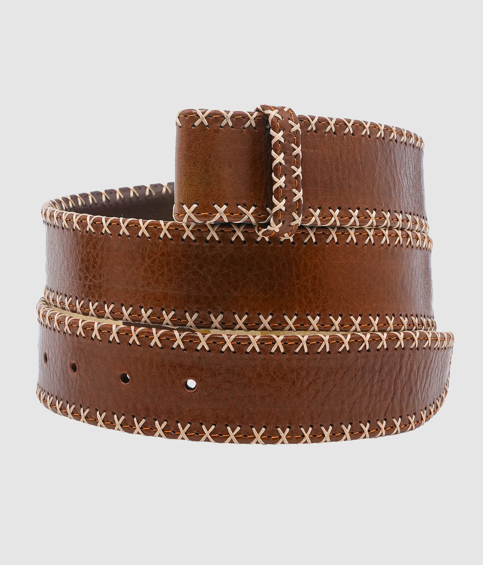 Ceinture sans boucle Cuir Tabac