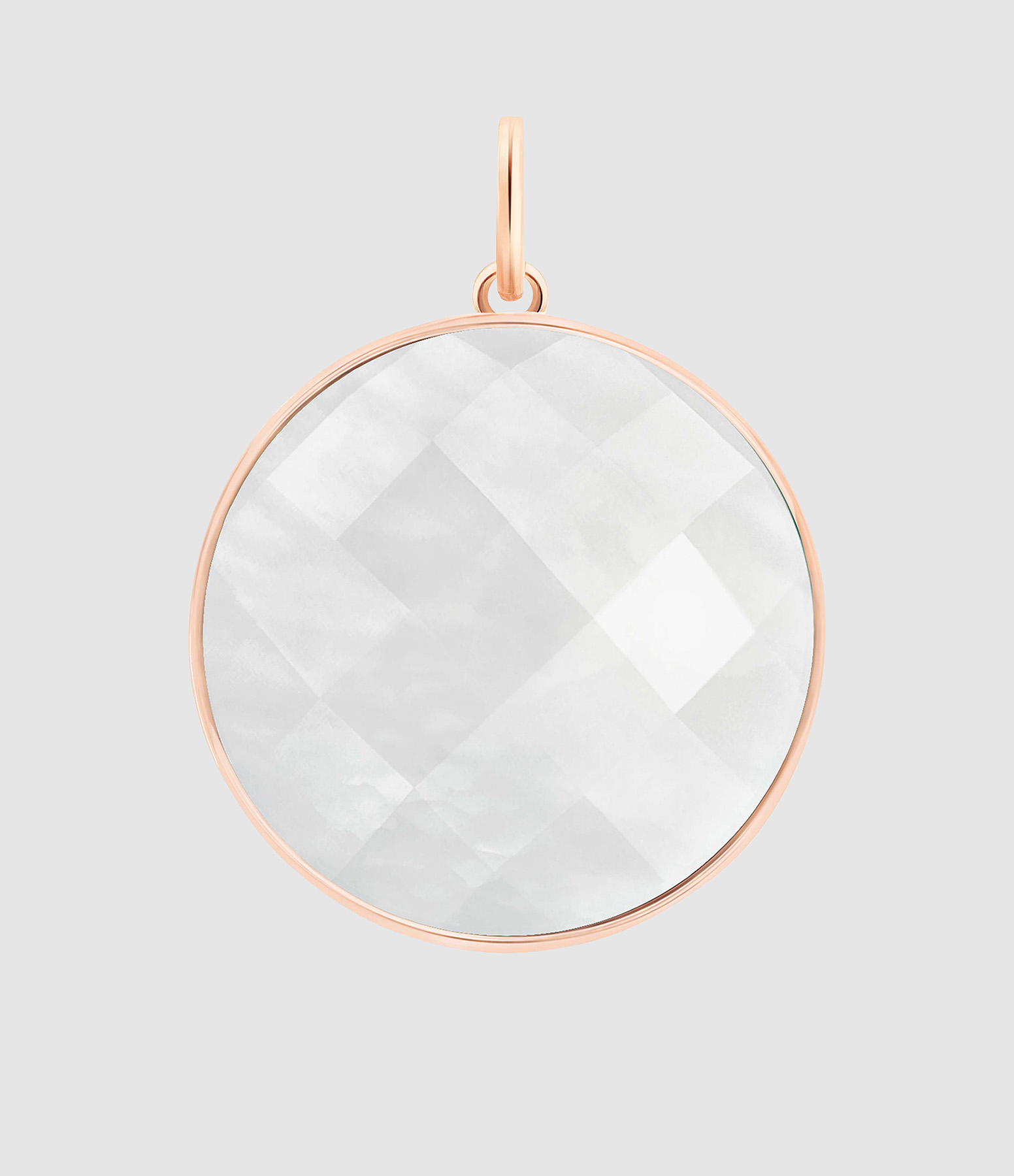 Pendentif Jumbo Pixie Ever Disc Pierre de Lune Blanche Or Rose