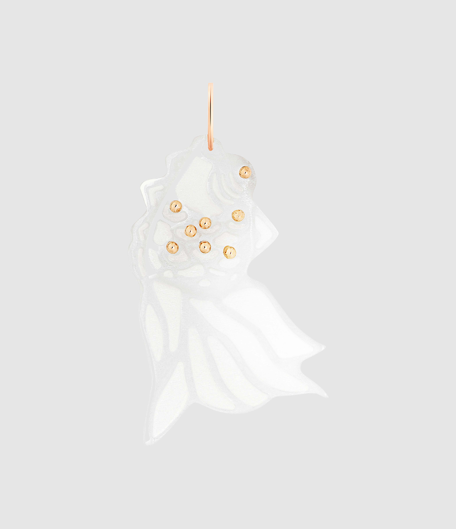 Pendentif Goldfish Pierre de Lune Blanche Or Rose