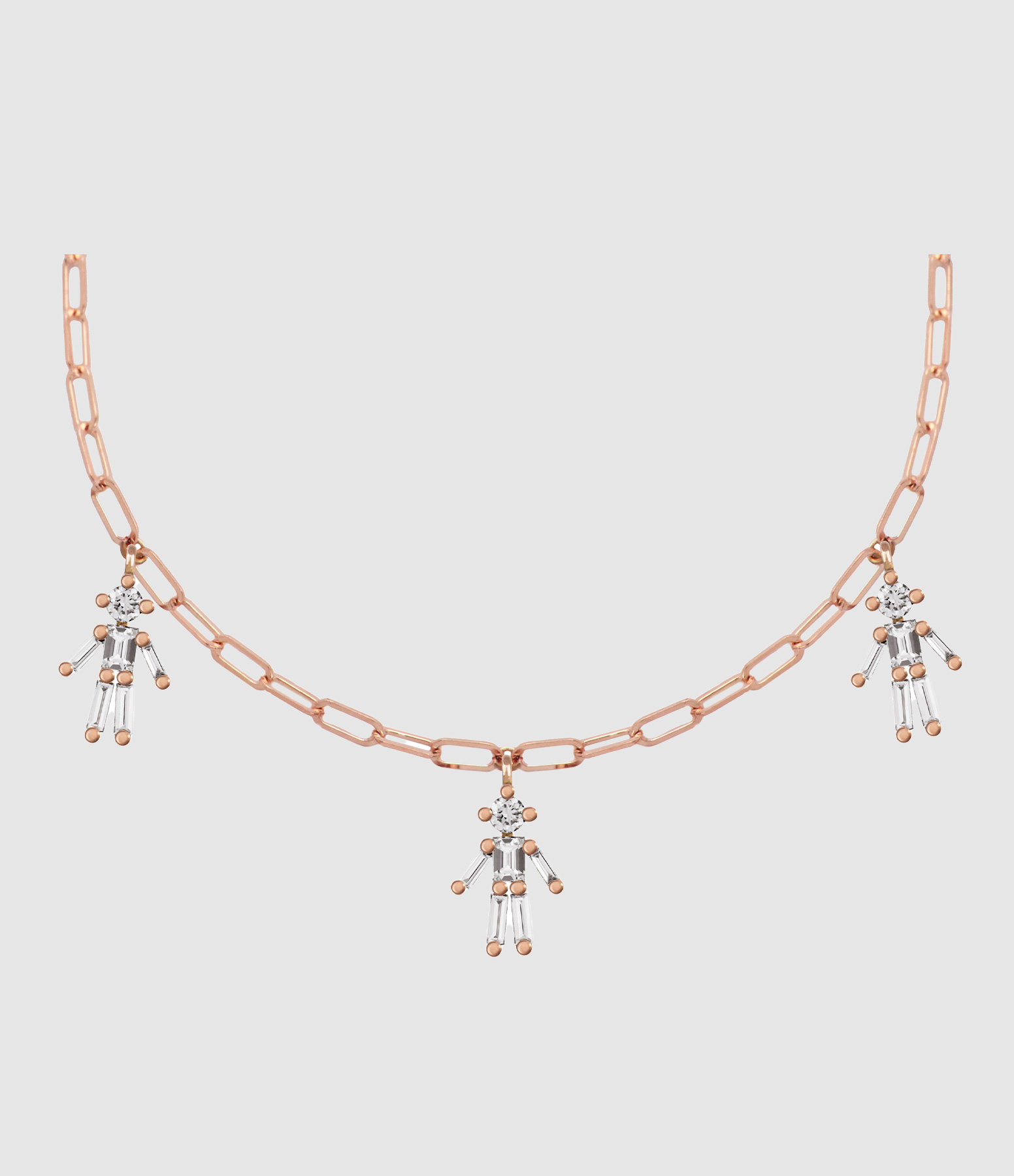 Collier Magnétique Triple Mini Or Rose Diamants
