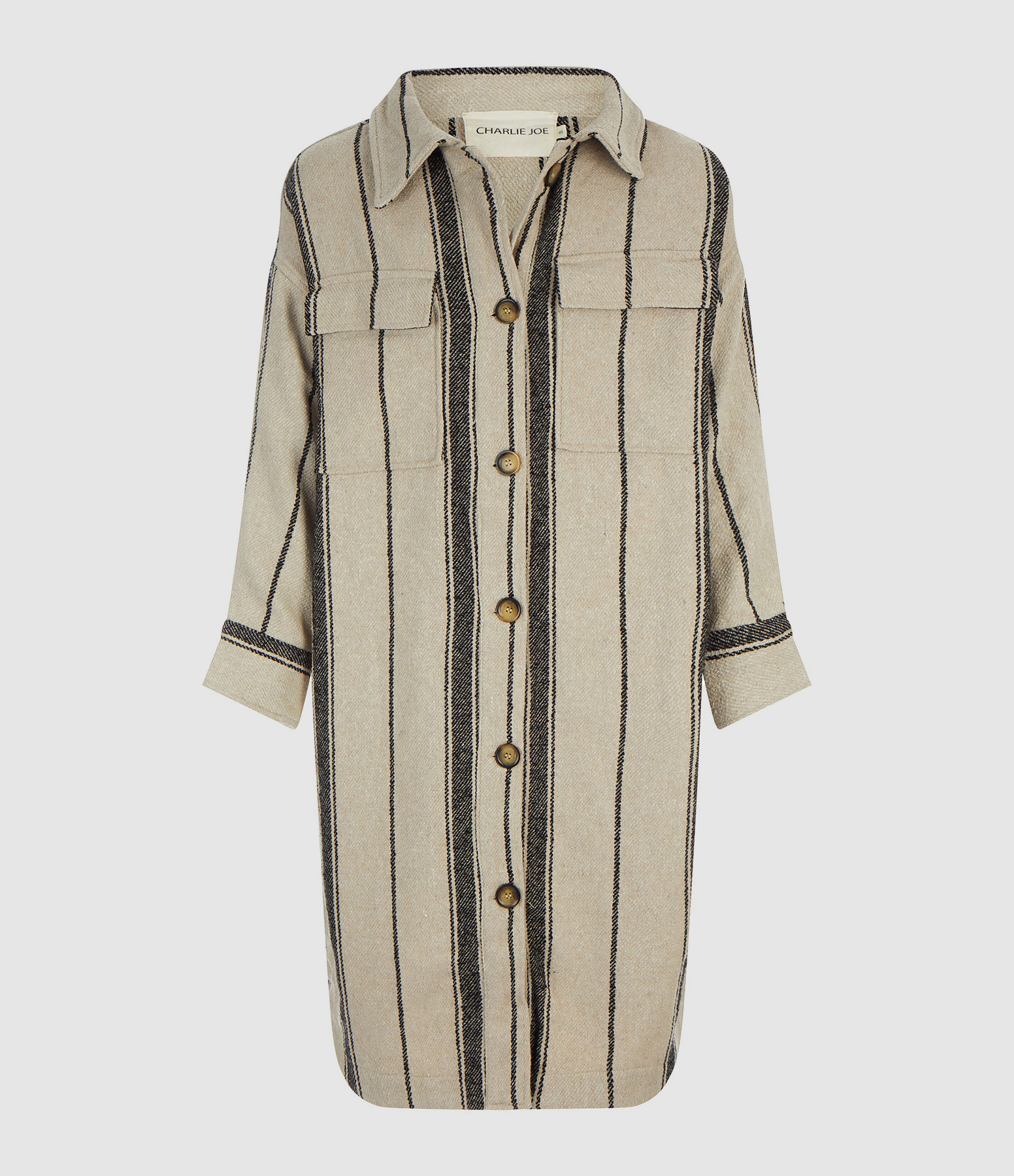Veste Longue Harai Rayures Écru