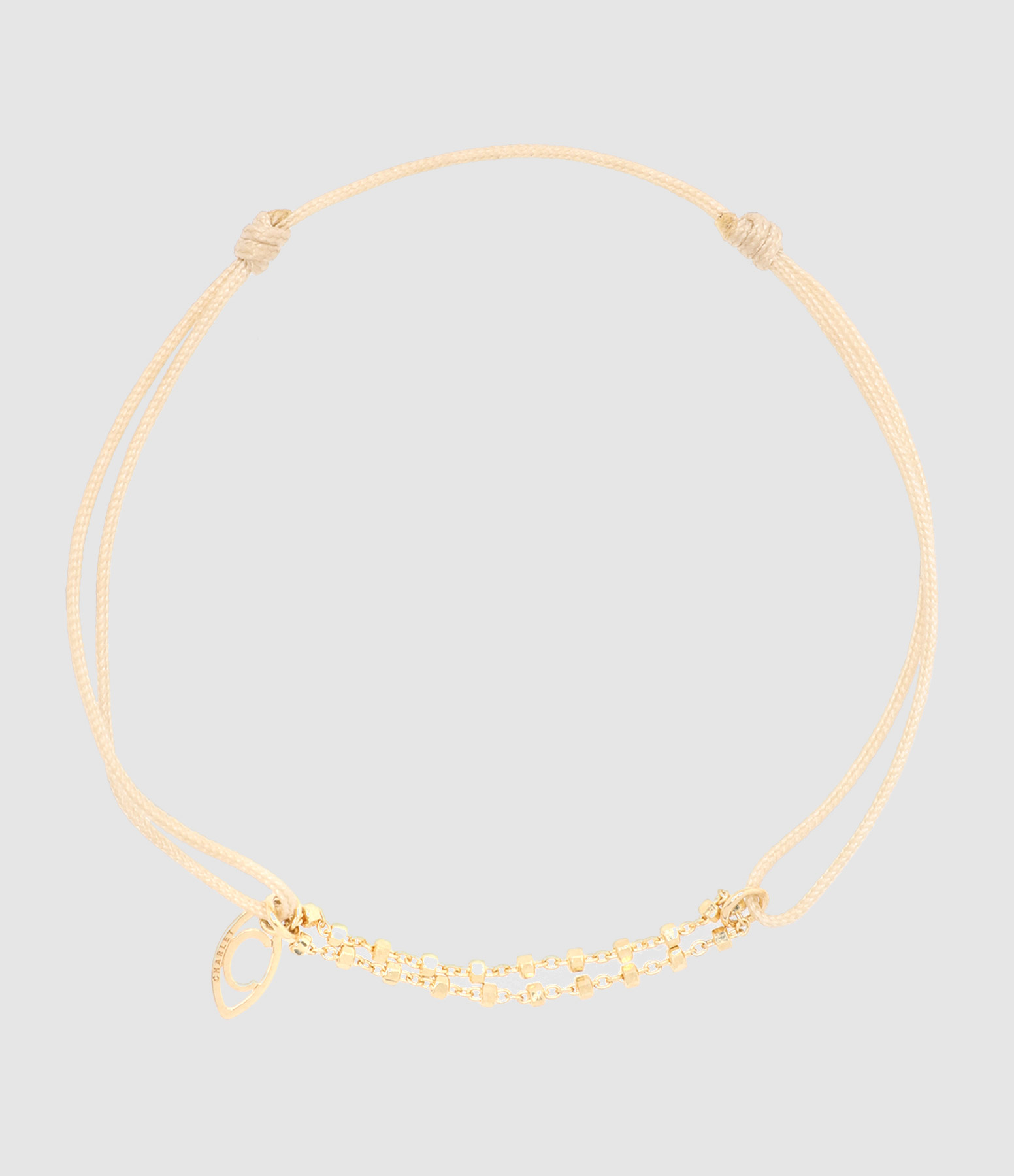 Bracelet Diamantée Cordon Beige Or Jaune