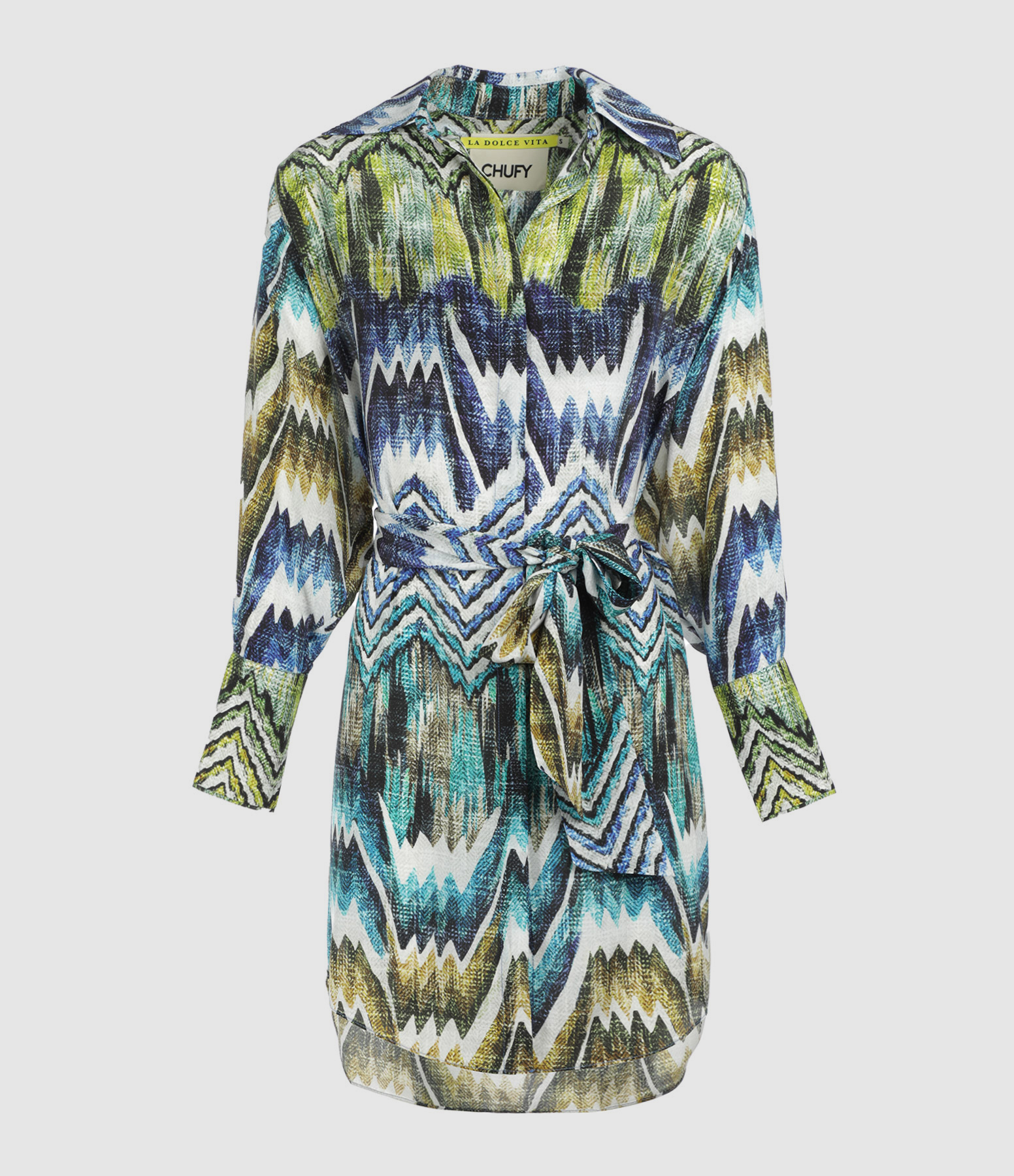 Robe Chemise Grazia Soie Imprimé Calvi Blue