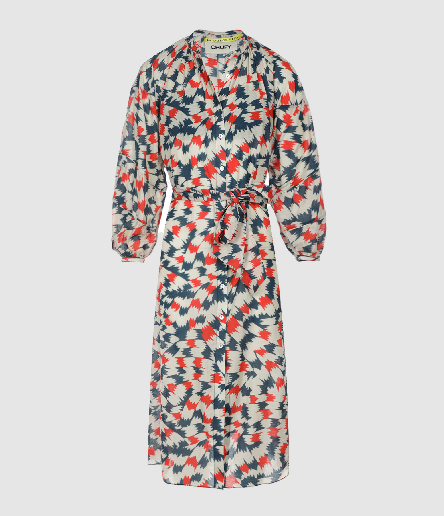 Robe Longue Pia Coton Imprimé Sicily Red