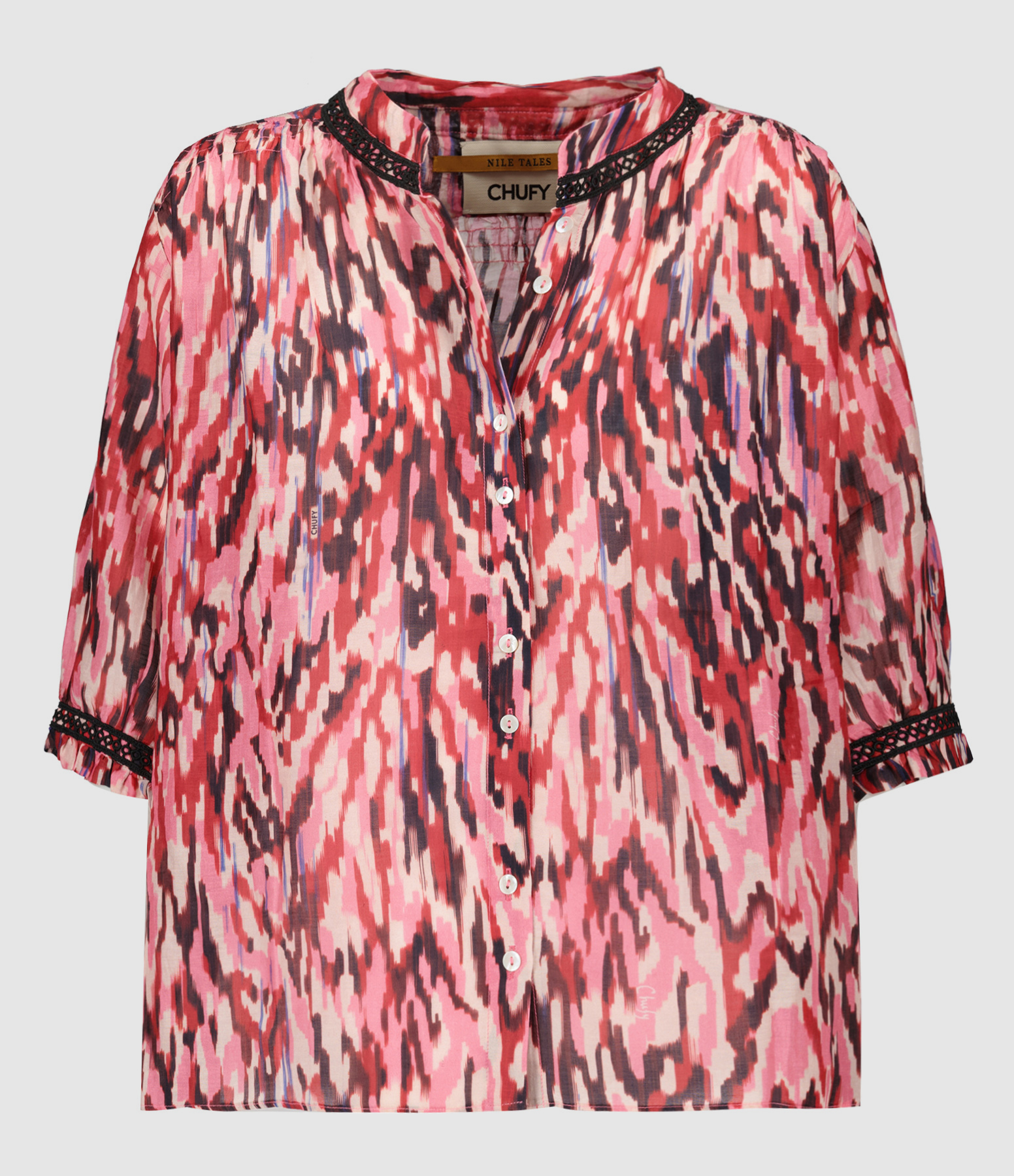 Blouse Kissa Coton Soie Imprimé Rose