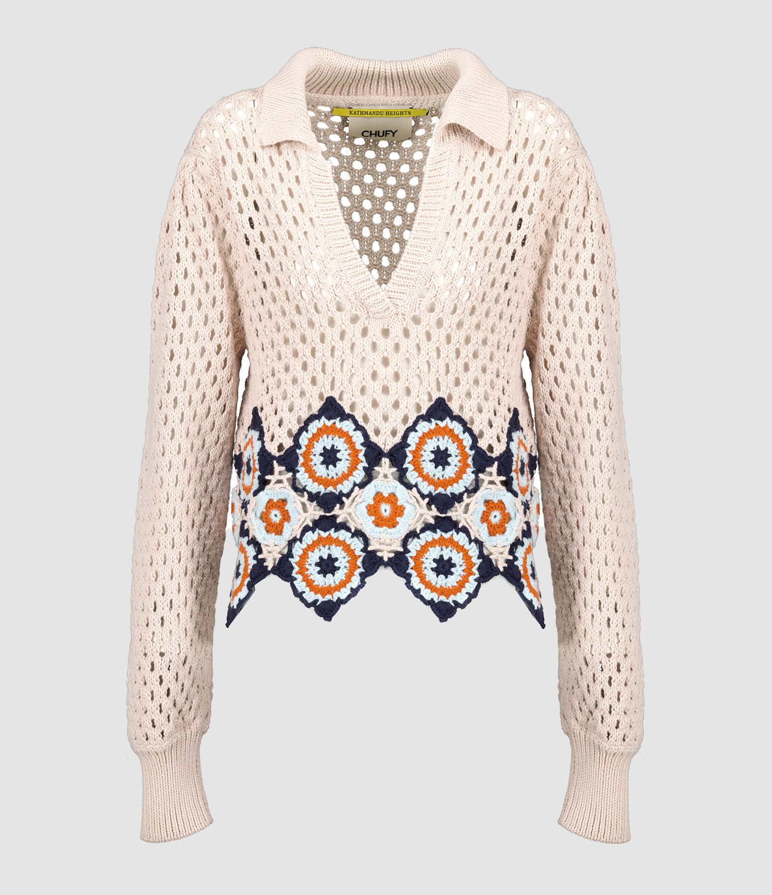 Pull Crochet Coton Beige