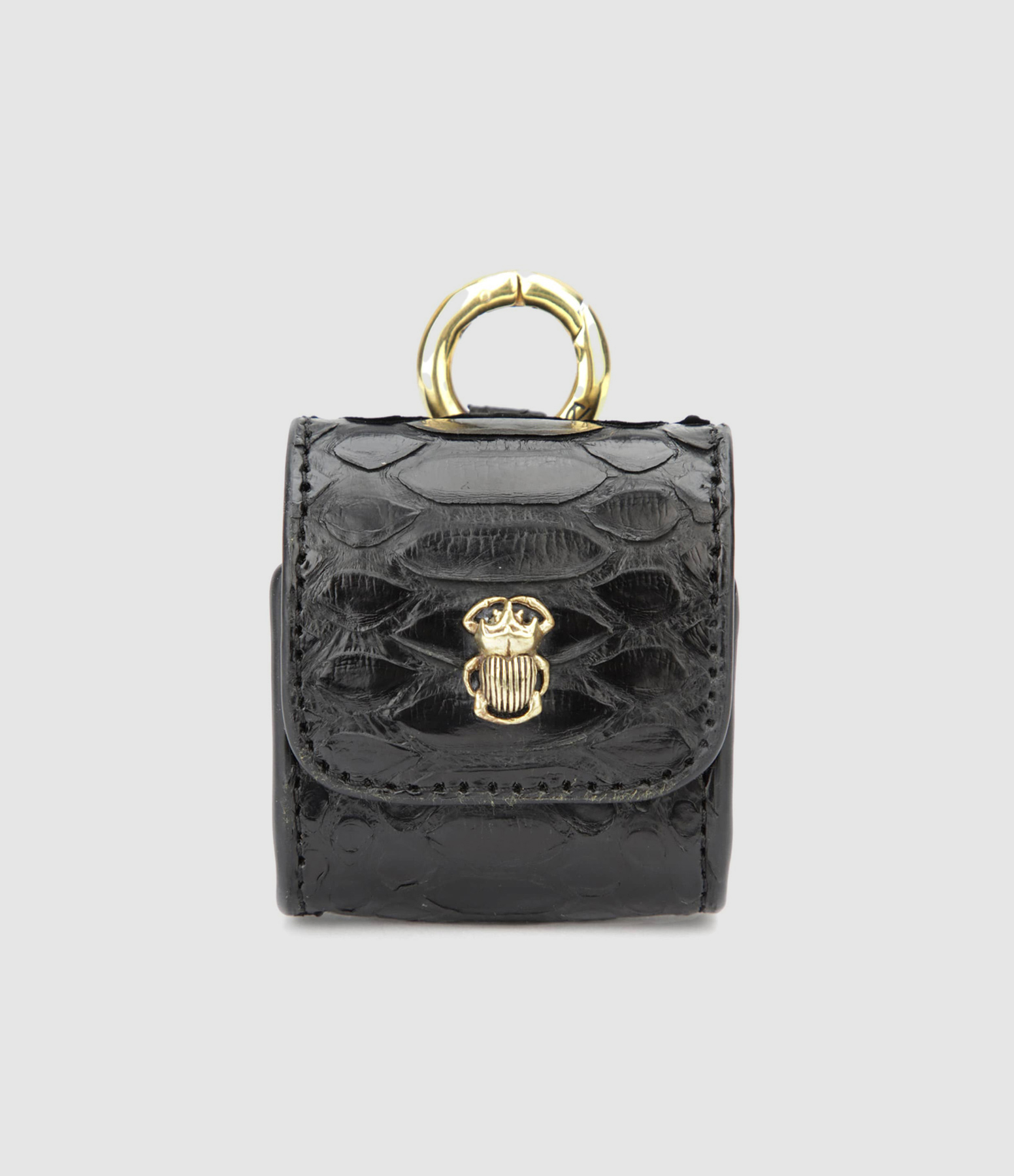 Étui AirPods Jamie Python Noir Doré
