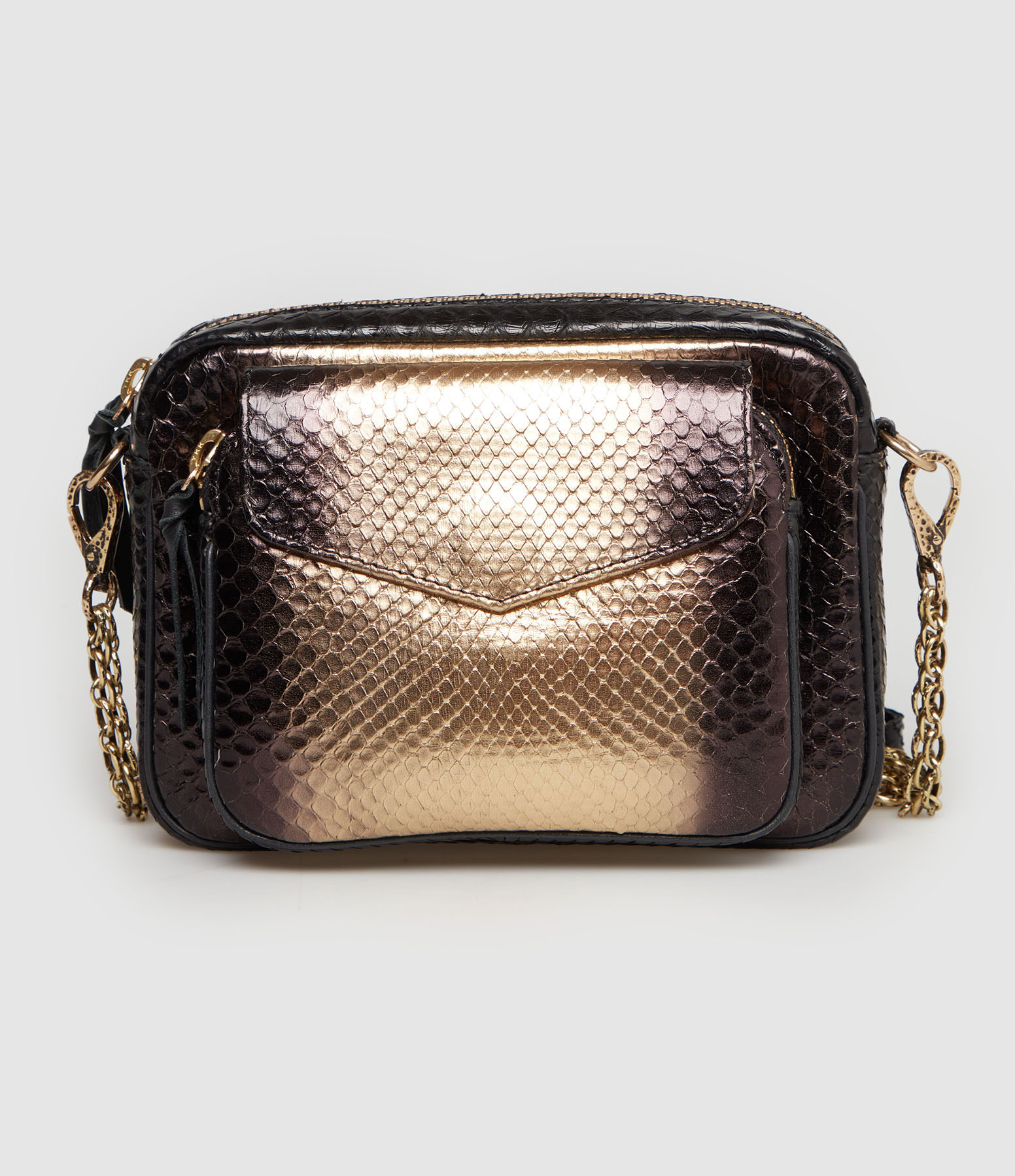 Sac Charly Python Doré Fumé