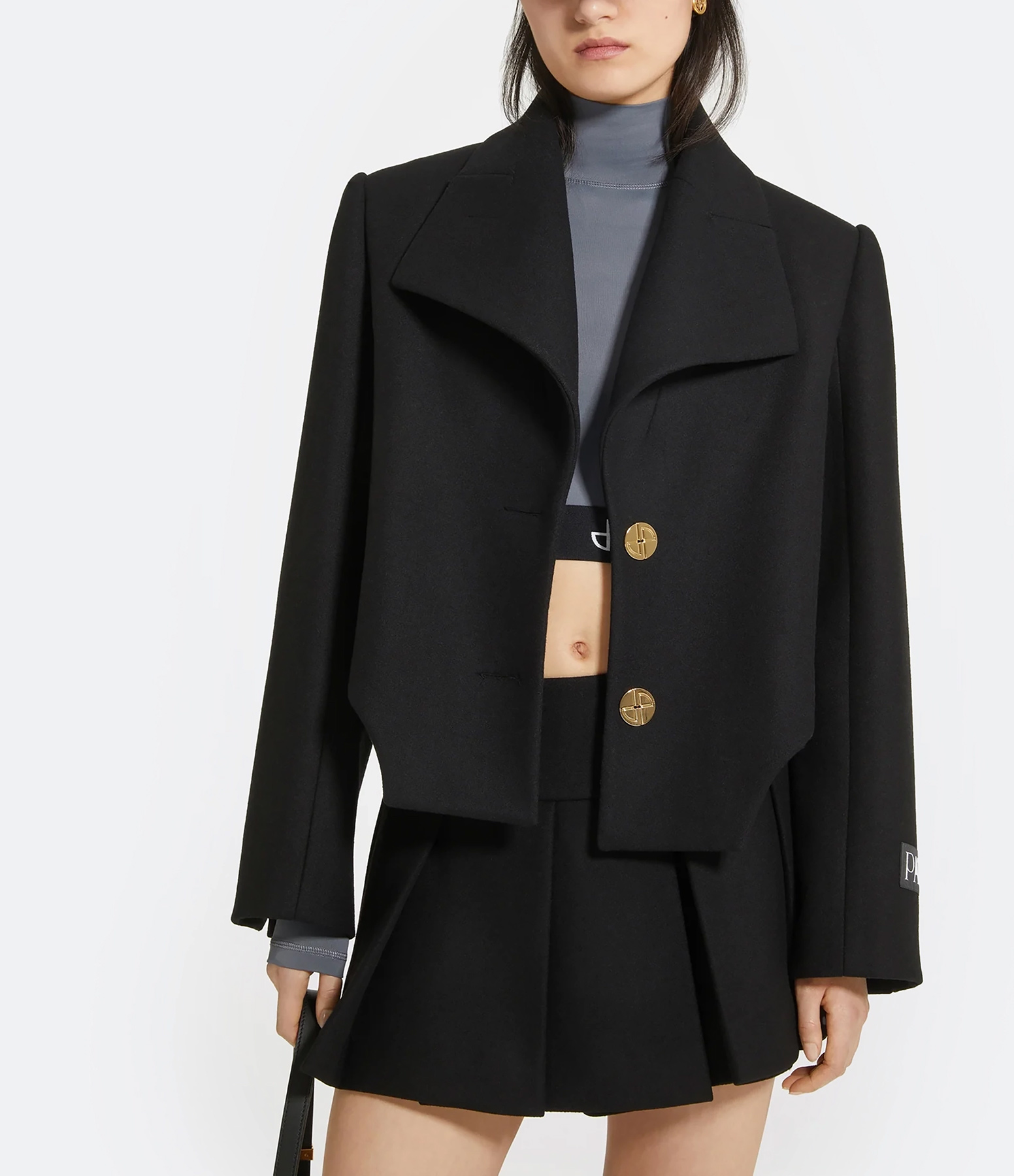 Veste Courte Découpe Noir