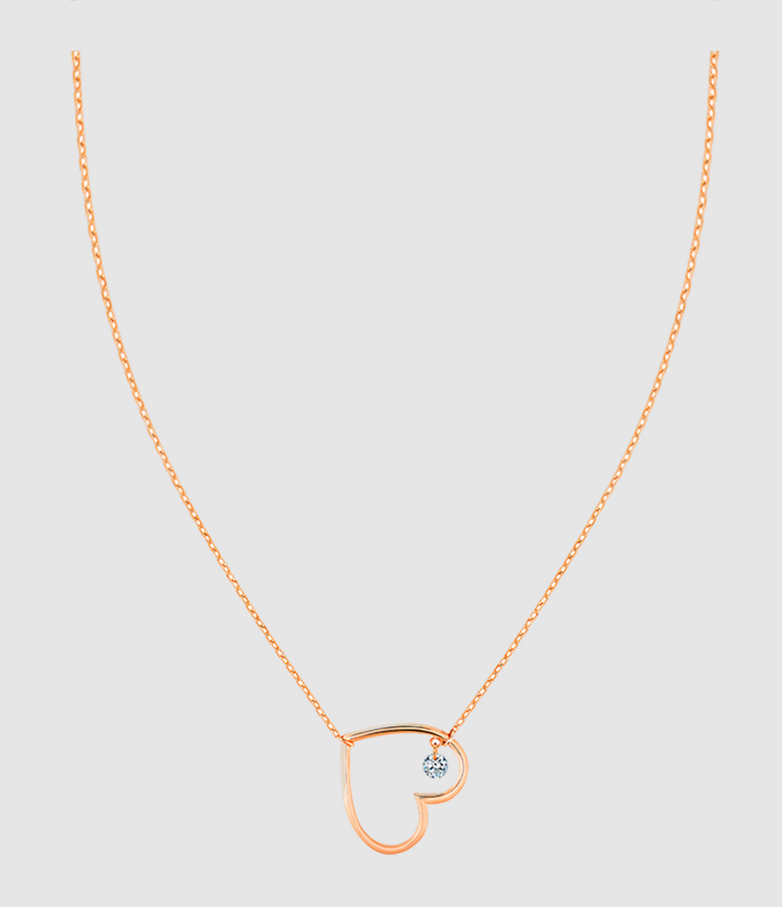 Collier En Plein Cœur Diamant Or Rose