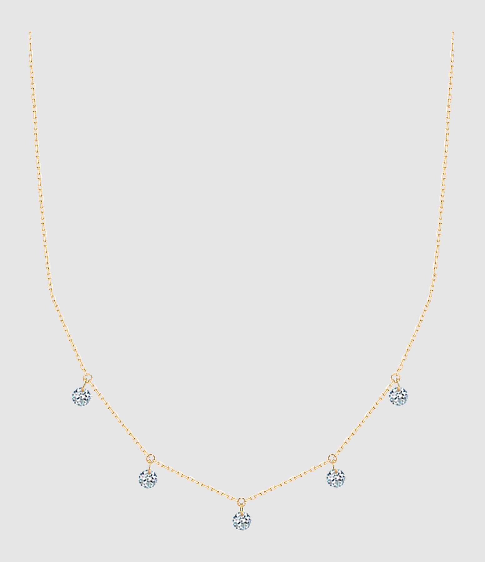 Collier 360° Or Jaune 5 Diamants Brillants