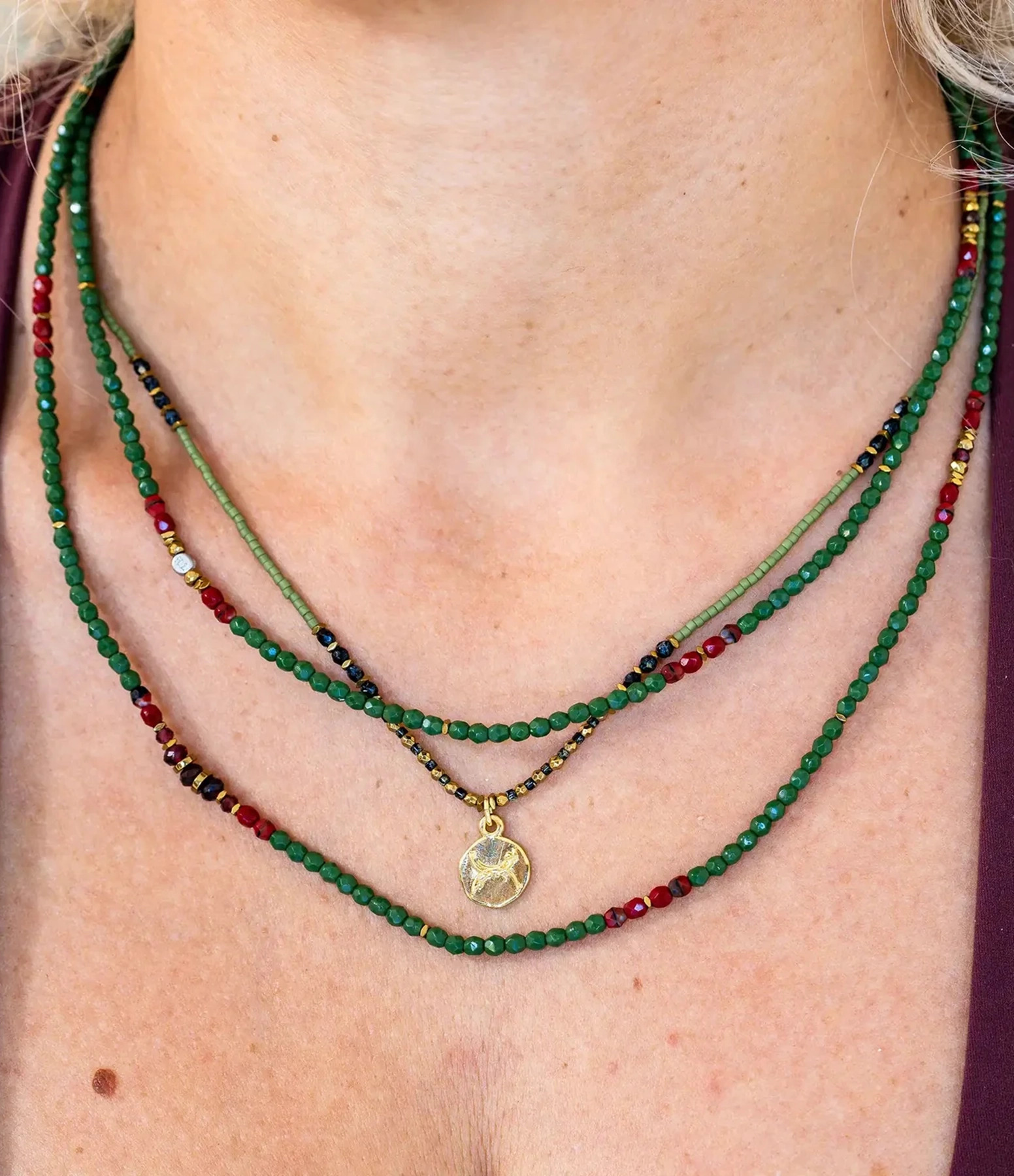 Collier Et Bracelet 3 Tours Connexion Vert
