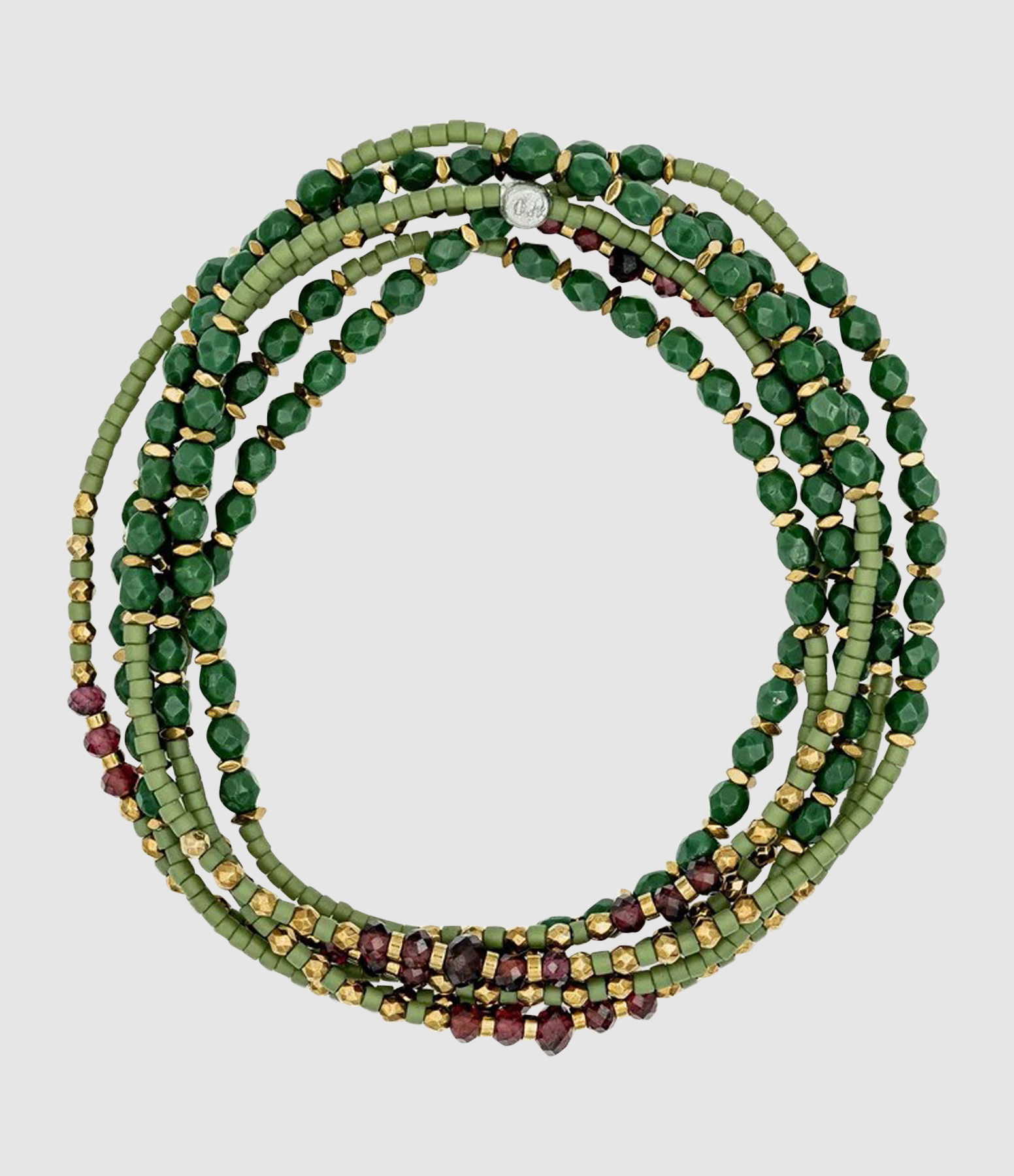 Collier Et Bracelet 6 Tours Connexion Vert