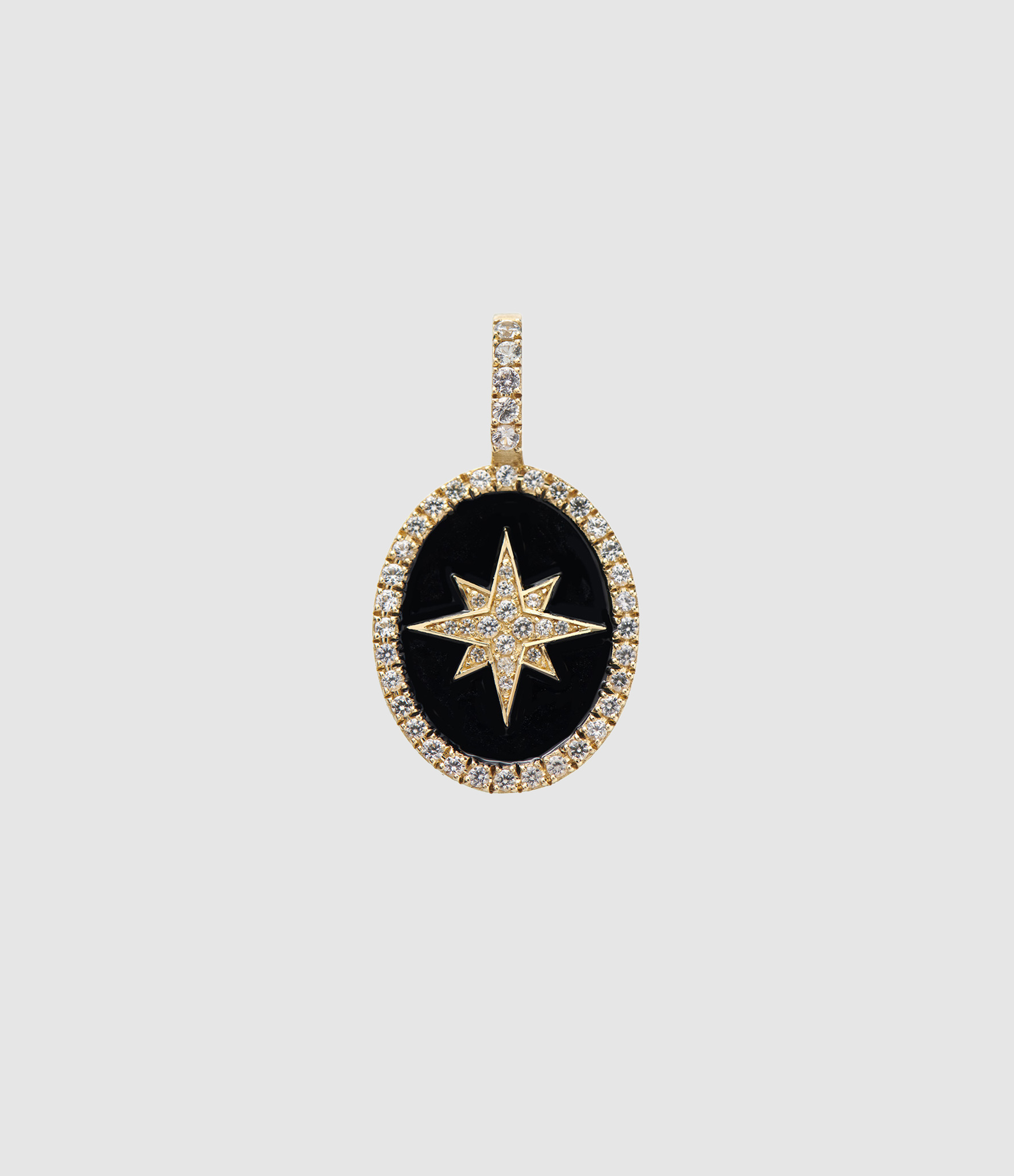 Pendentif Constellation Émail Noir Saphirs  Or Jaune