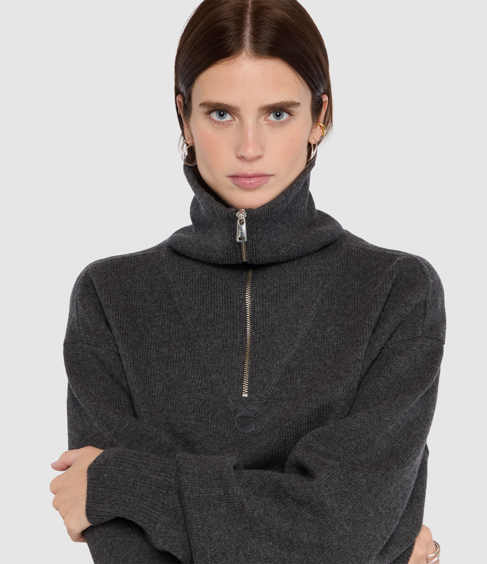 Pull Zipped-Rollneck Grey