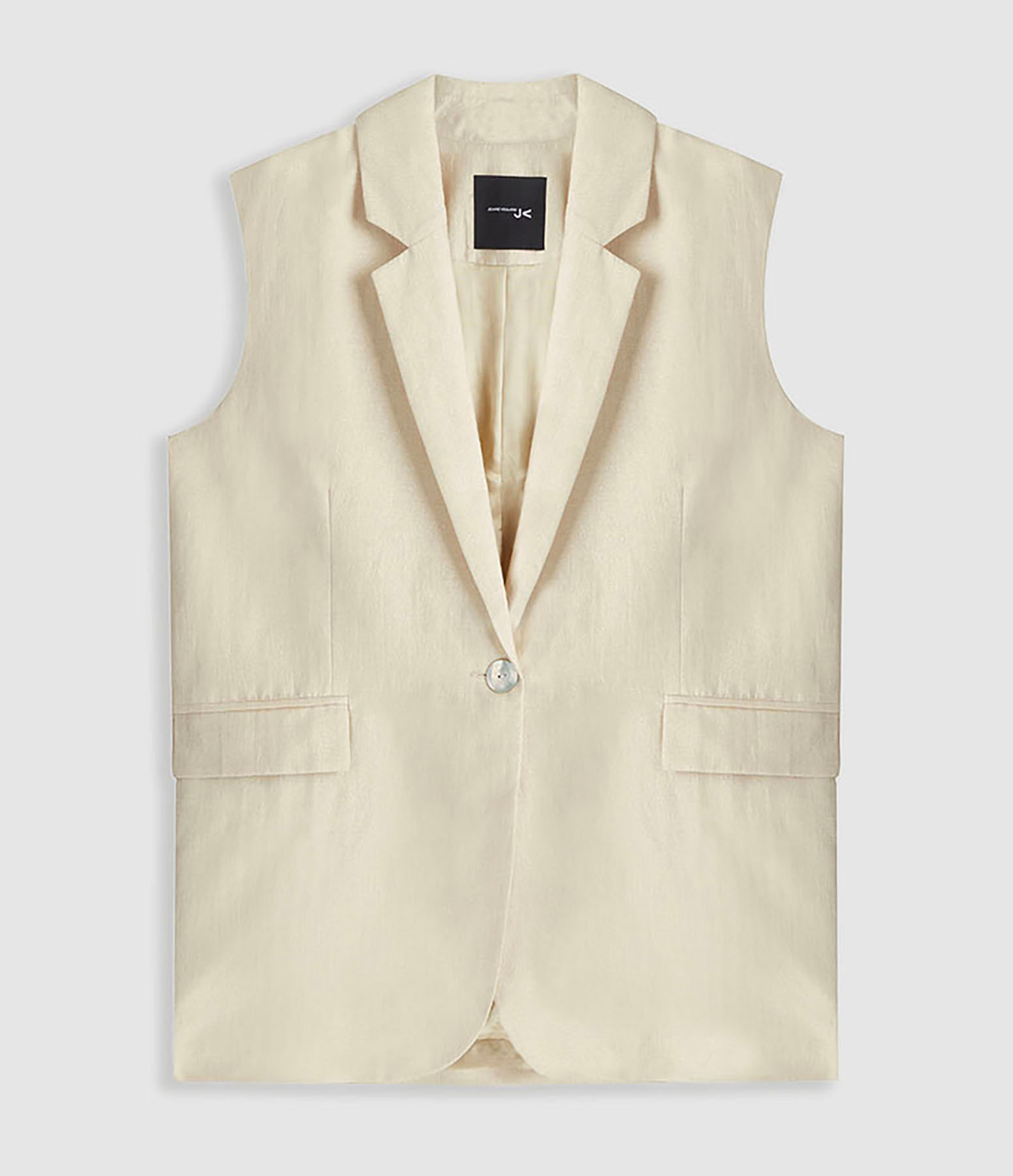 Blazer Kos Sans Manches Lin Lurex Sable