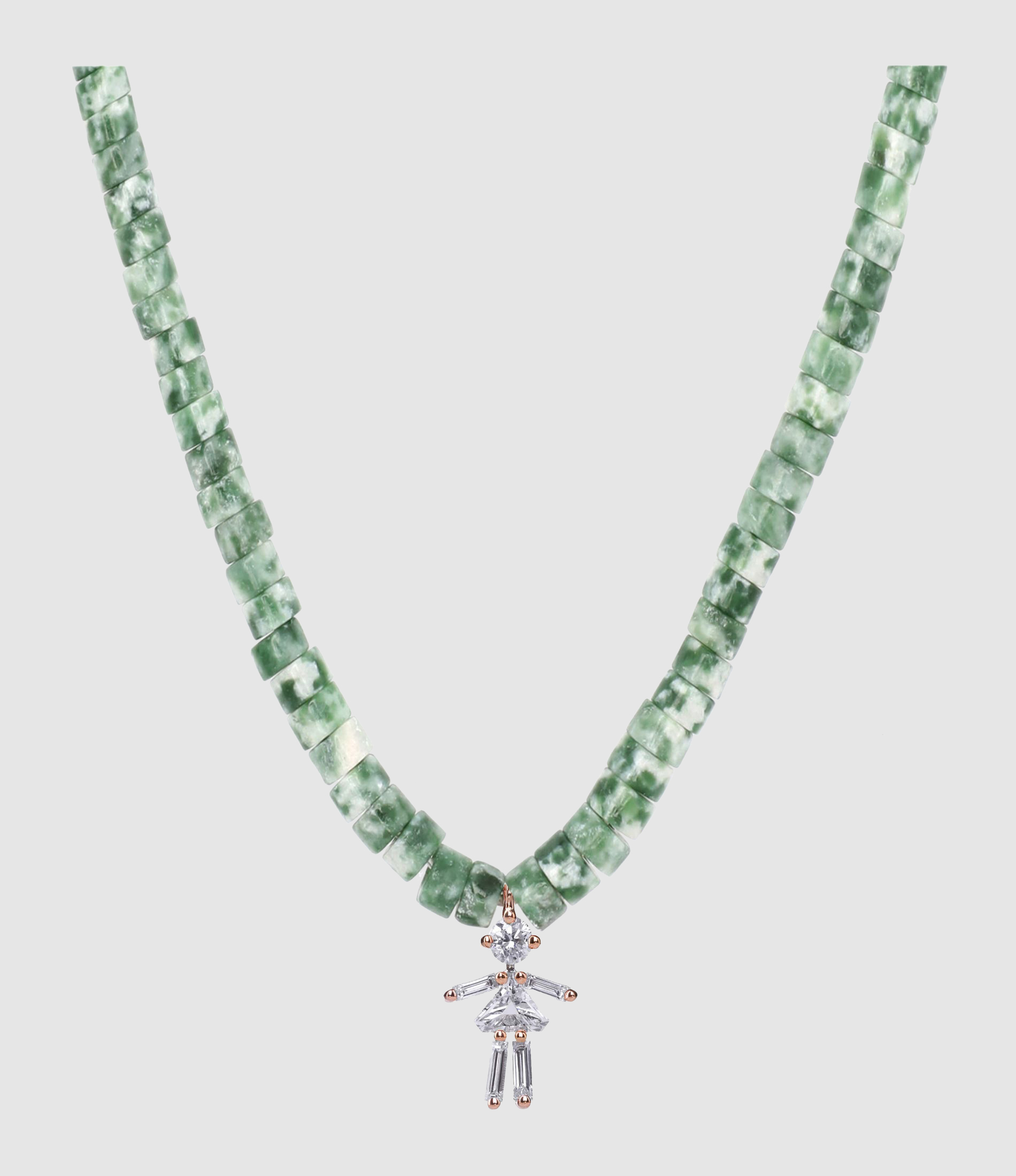 Collier Rainbow Big Fille Or Rose Jaspe Vert