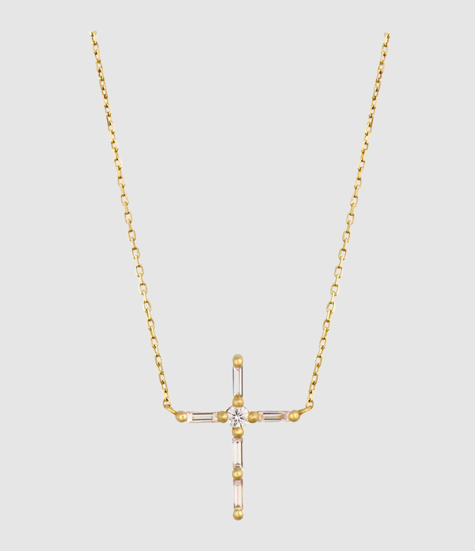 Collier Cross Or Jaune Diamants