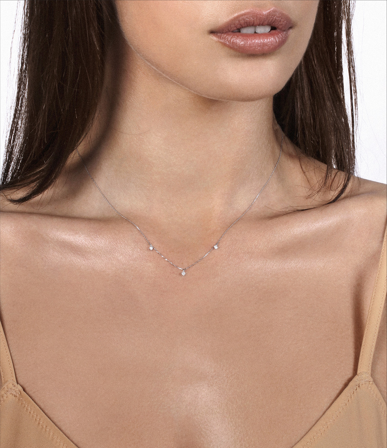 Collier Stardust 3 Diamants Or Blanc 