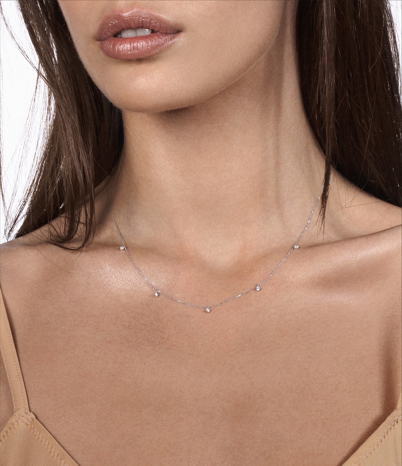 Collier Stardust 5 Diamants Or Blanc 