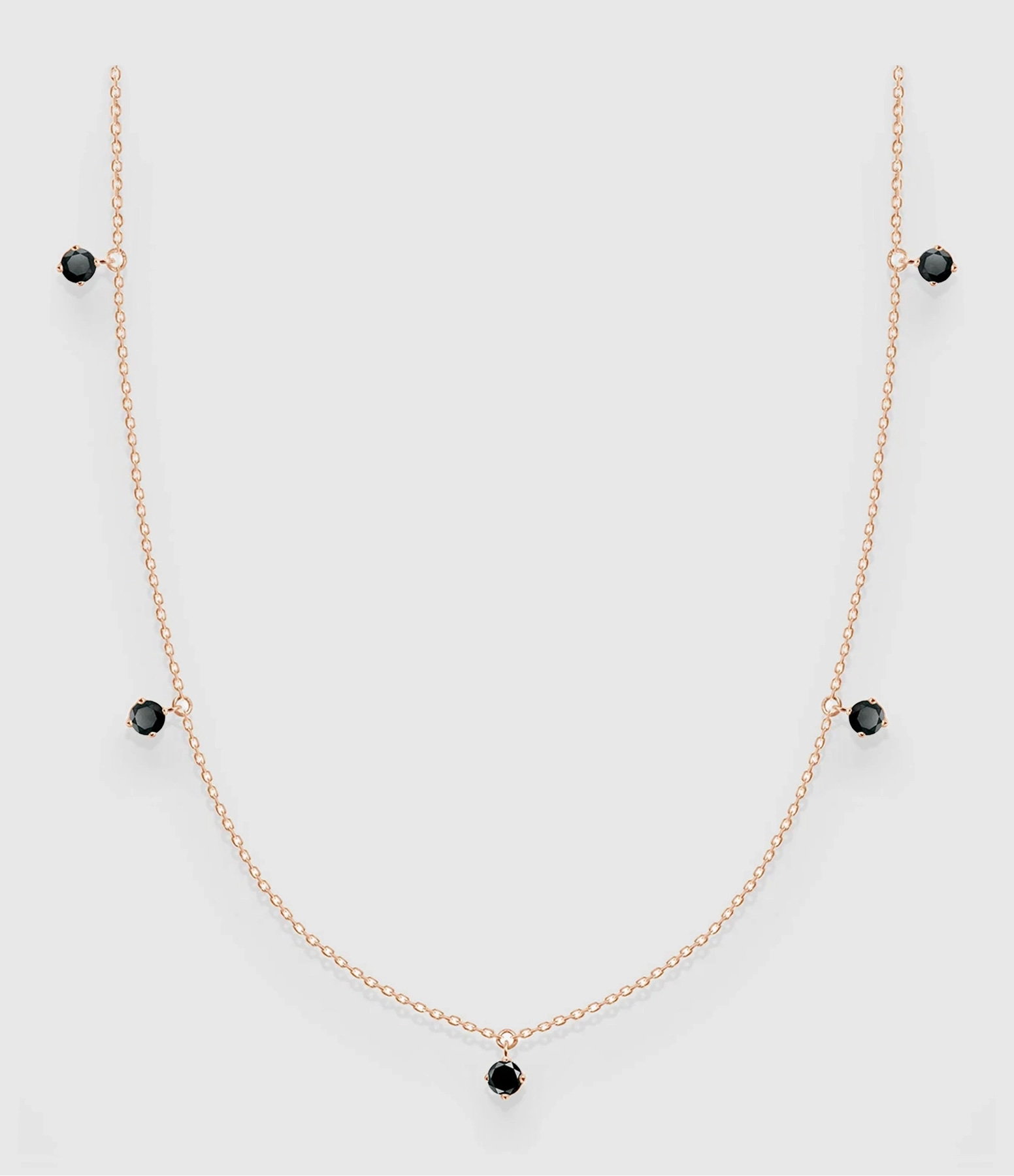 Collier Stardust 5 Diamants Noir Or Rose 