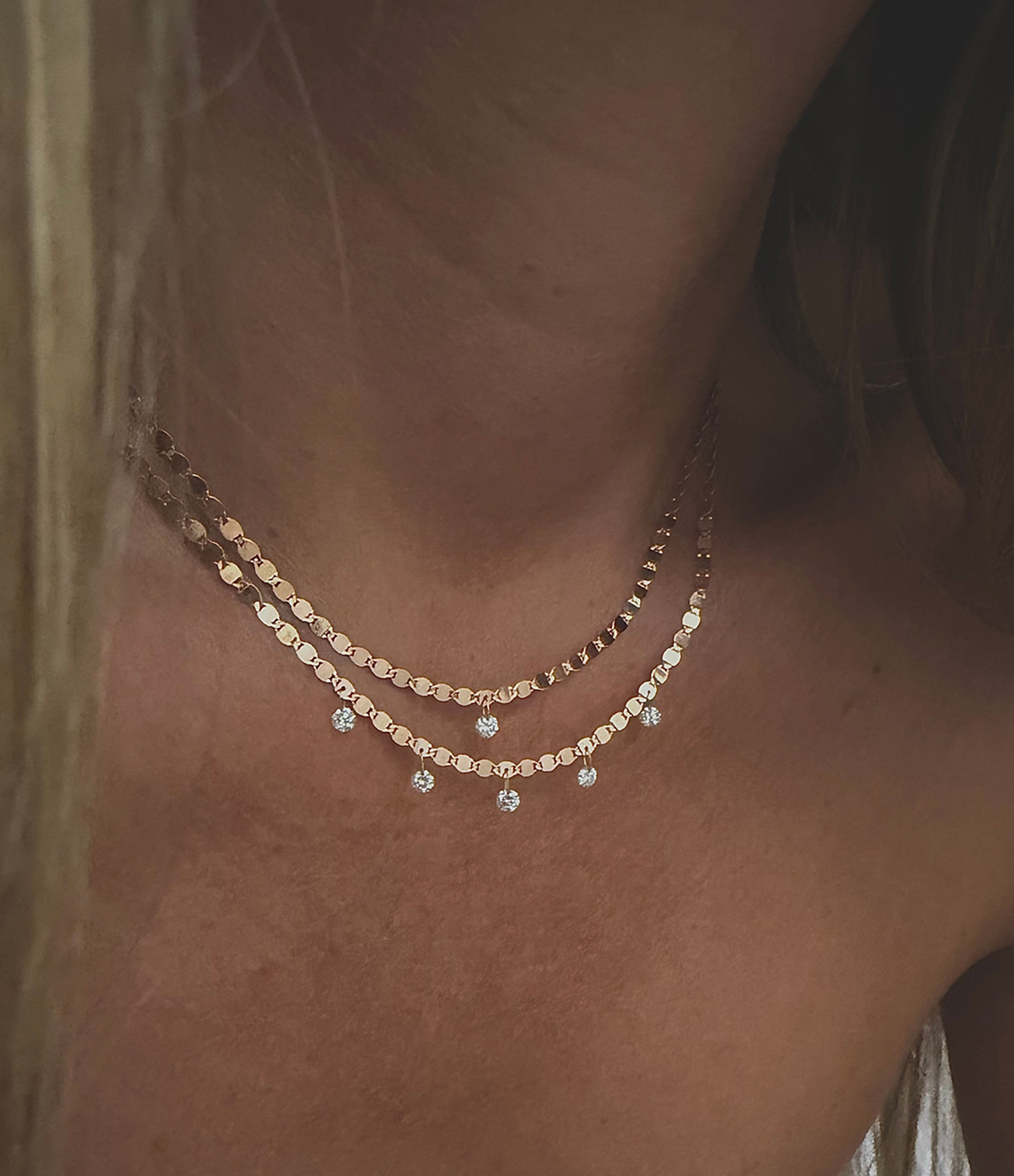 Collier Skin Tattoo M Or Rose, 42cm, 5 Diamants