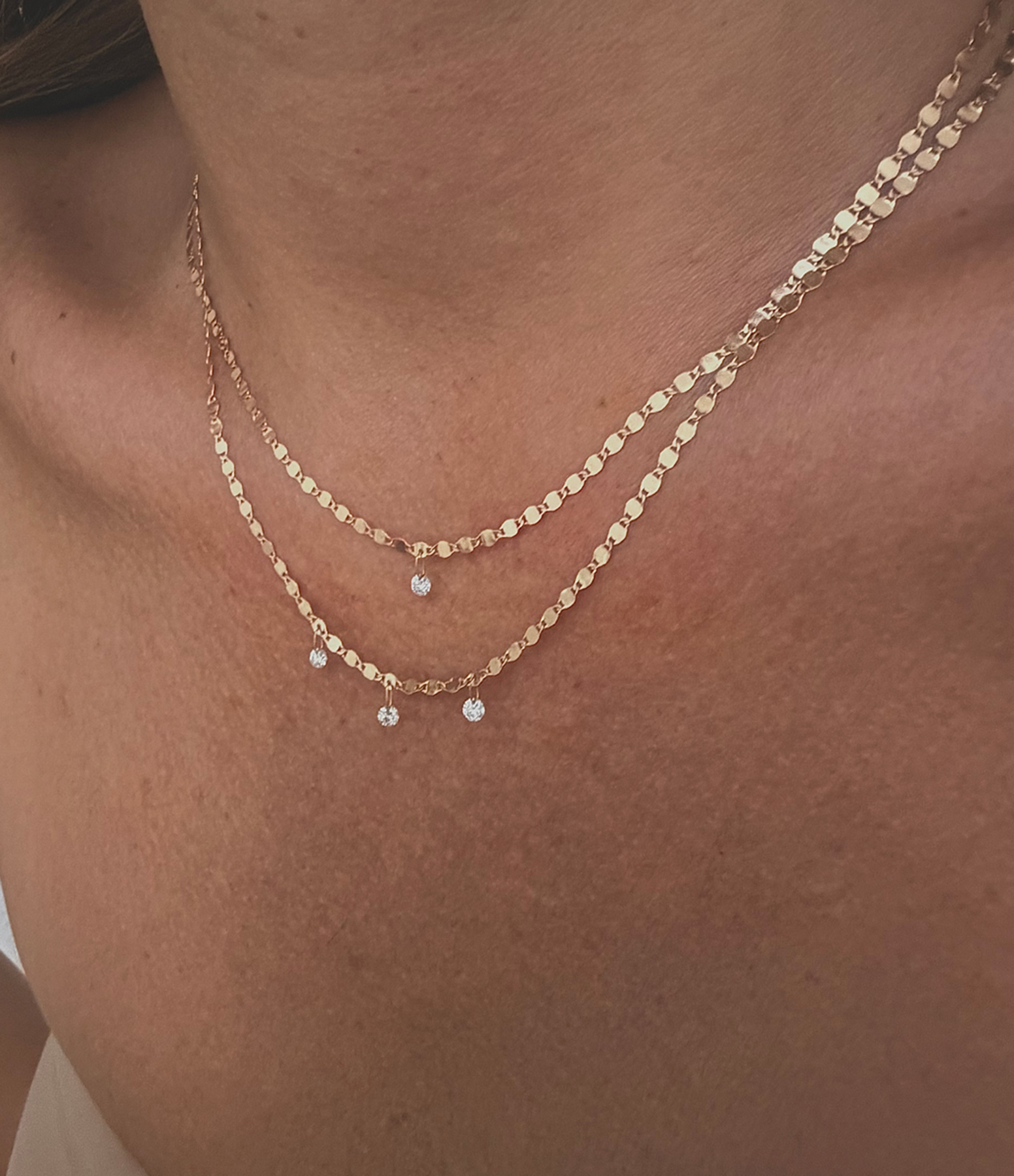 Collier Skin Tattoo S Or Rose, 42cm, 3 Diamants