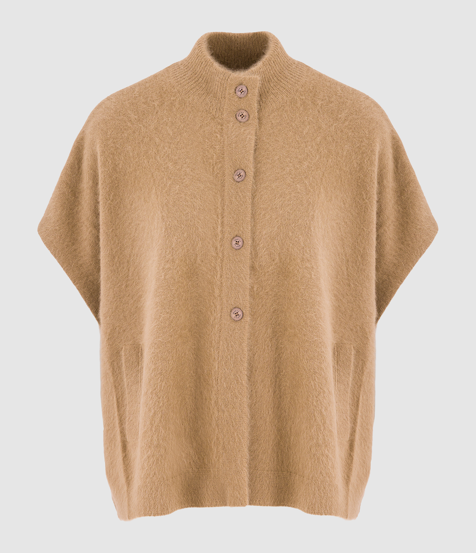 Poncho Ladies High Neck Camel