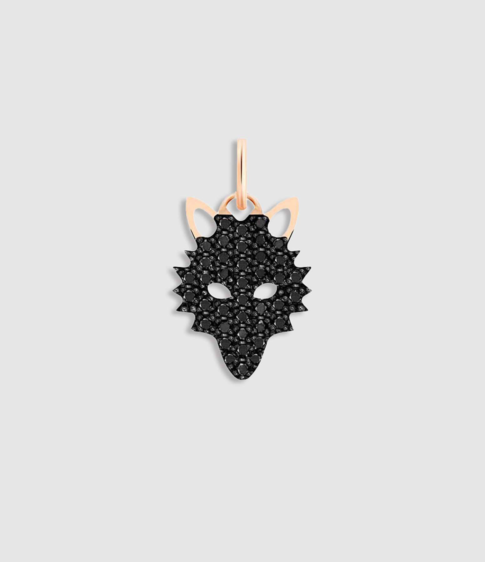 Pendentif Wolf Or Rose Diamants Noir