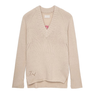 Pull Valmy Amour Laine Beige Mastic