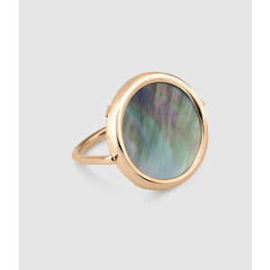 Bague Disc Or Rose Nacre Noire