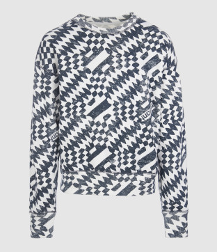 Sweatshirt Mobyli Coton Imprimé Écru Noir