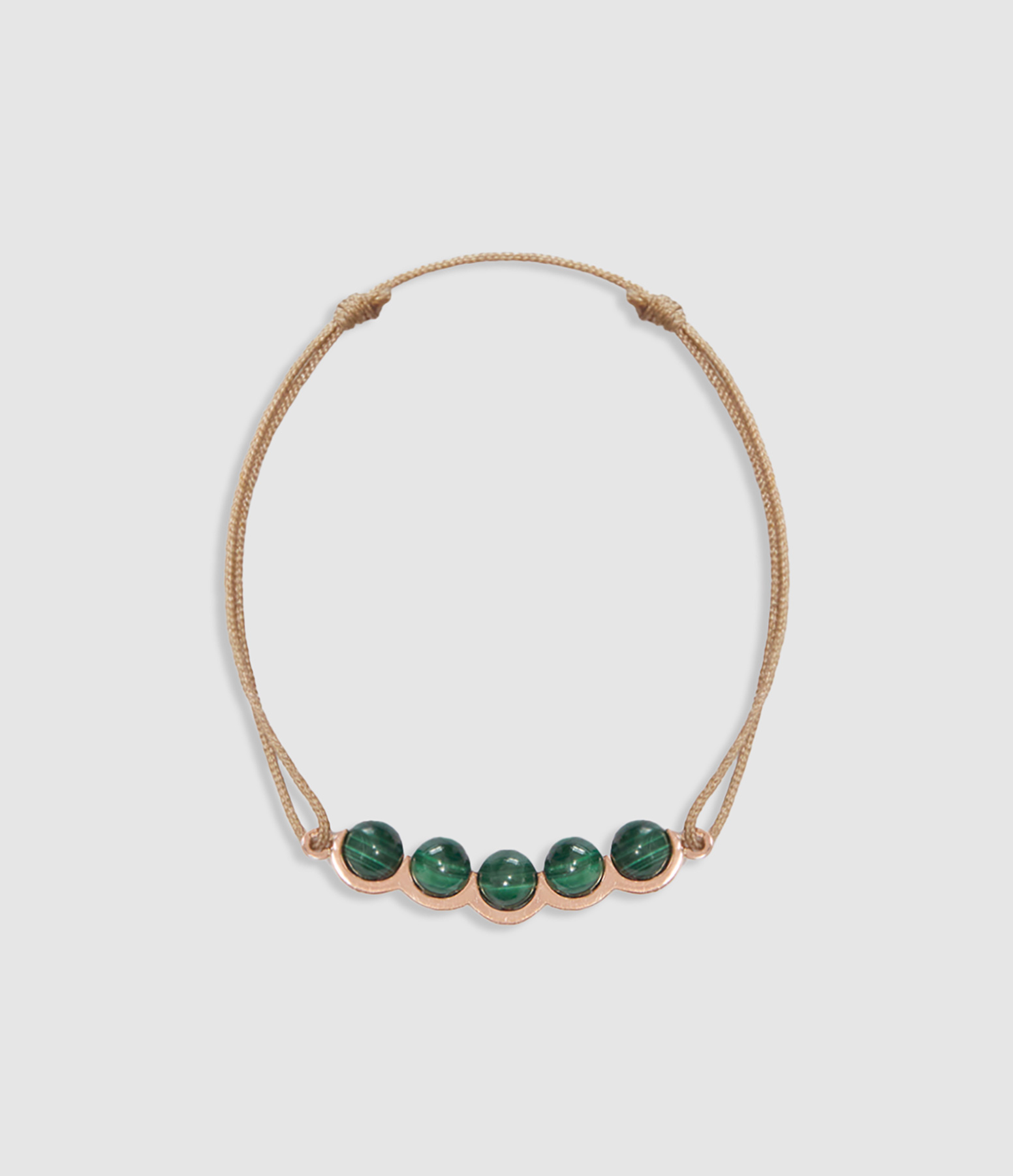 Bracelet Lien Coco Beach Cinq Perles Malachites Or Rose