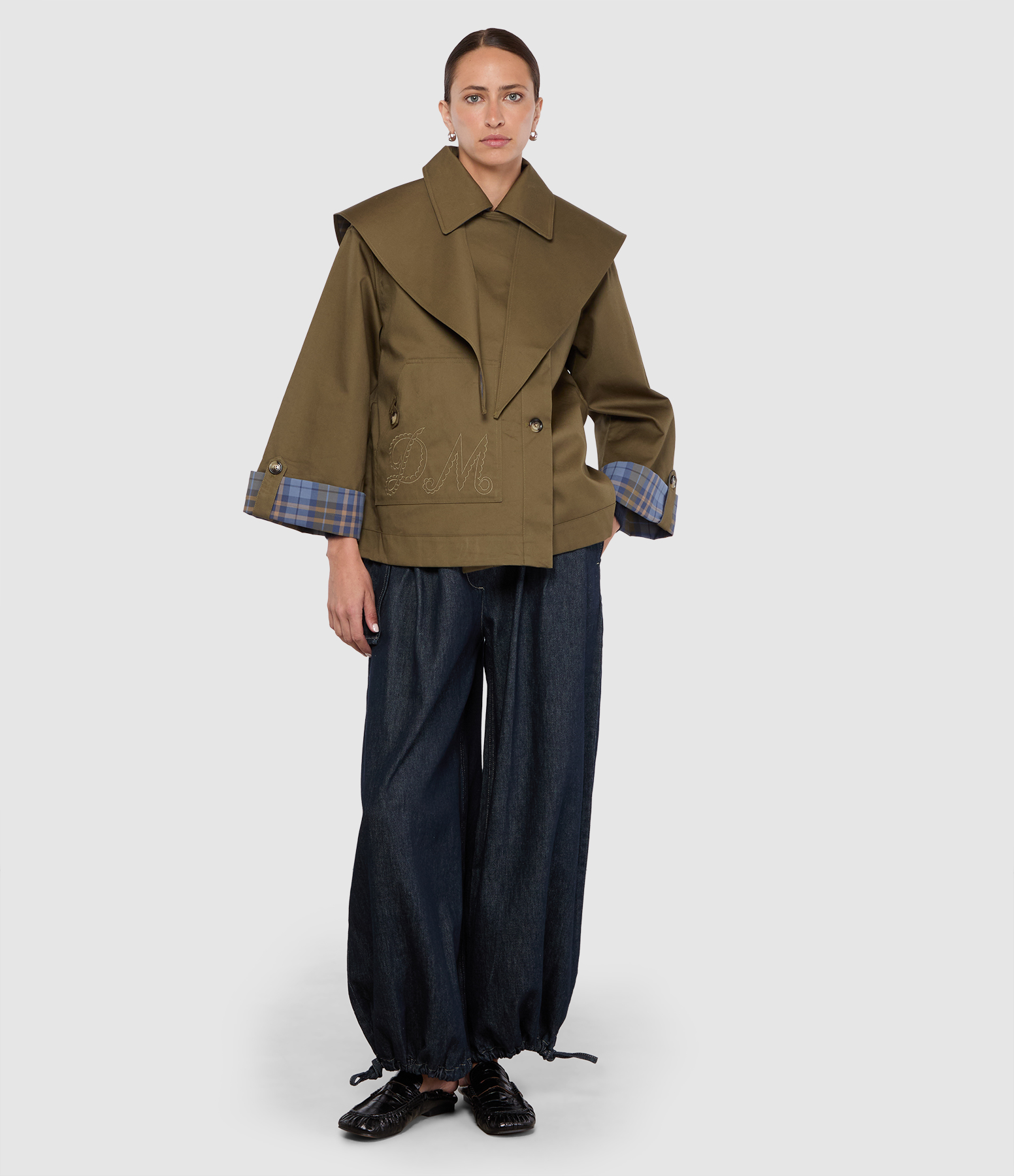 Trench Jerry Crop Olive Réversible