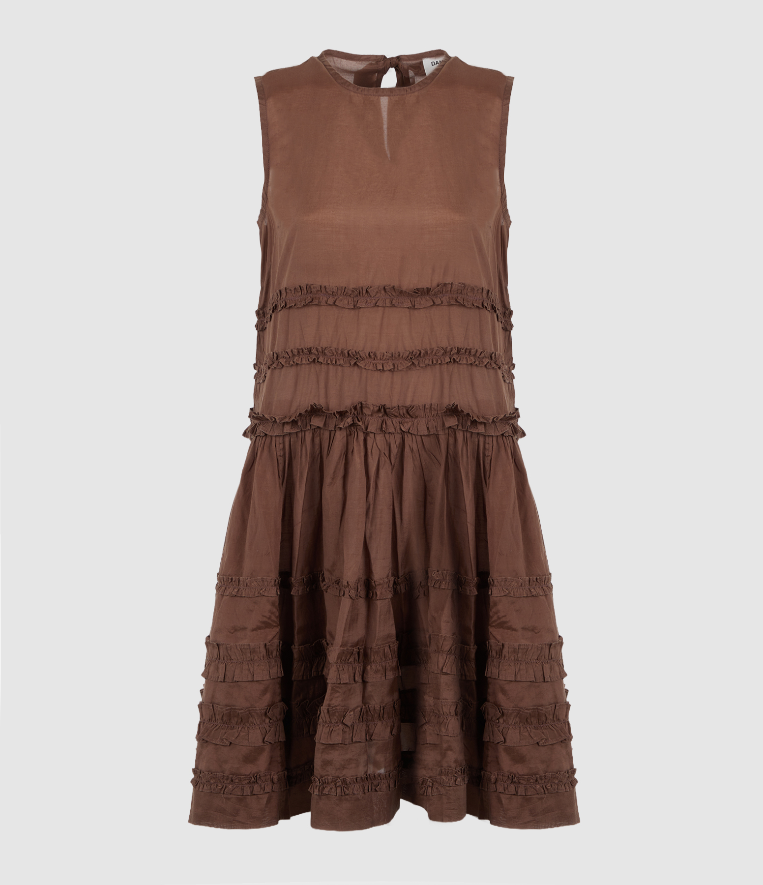 Robe Reed Drop Waist Ruffle Choc