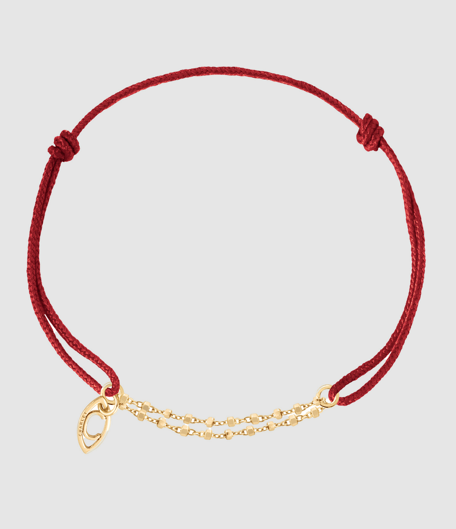 Bracelet Diamantée Cordon Rouge Or Jaune