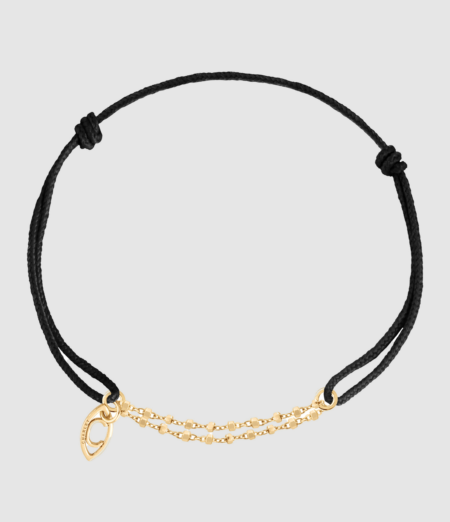 Bracelet Diamantée Cordon Noir Or Jaune