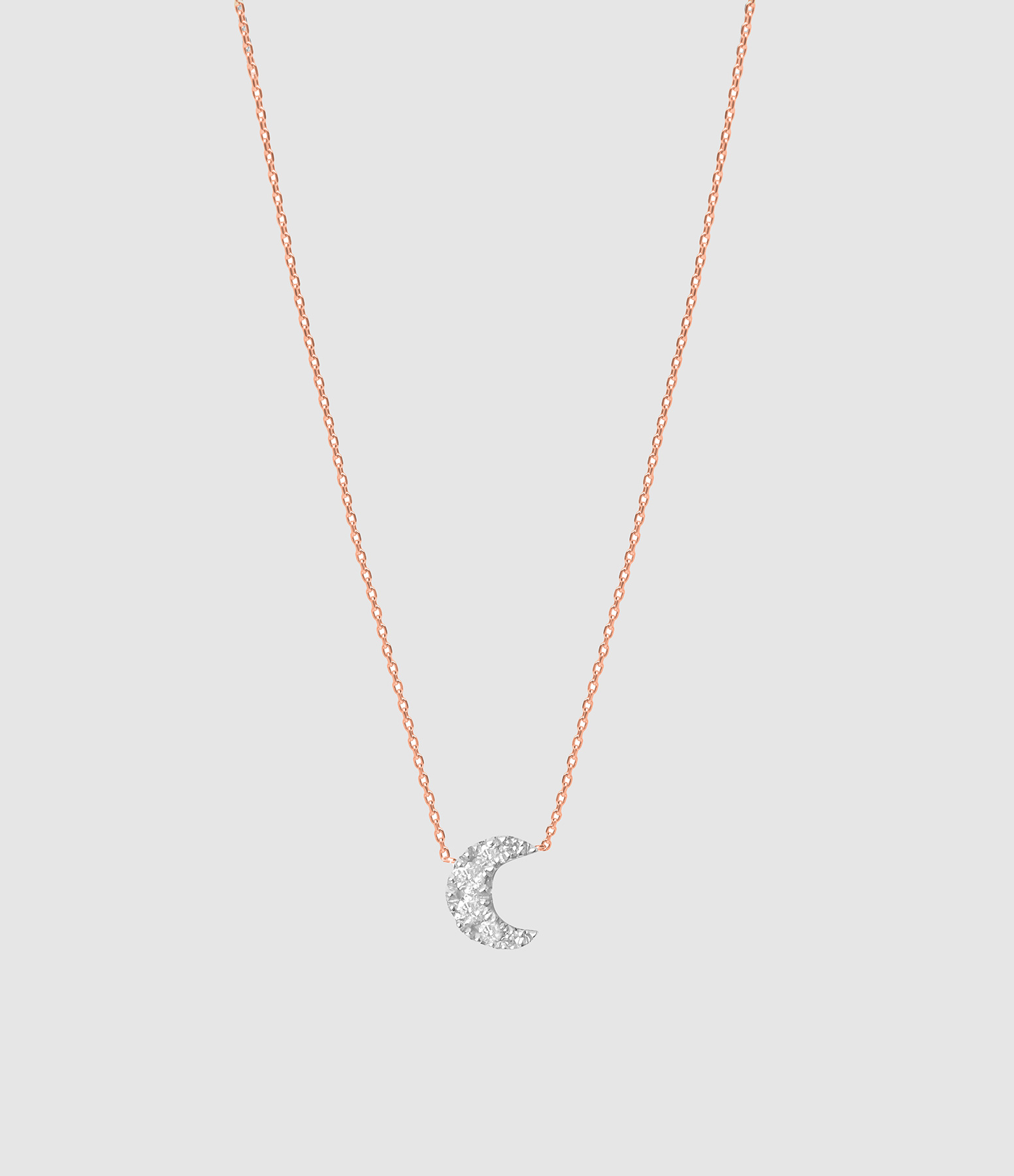 Collier Magic Touch Lune Diamants Or Rose