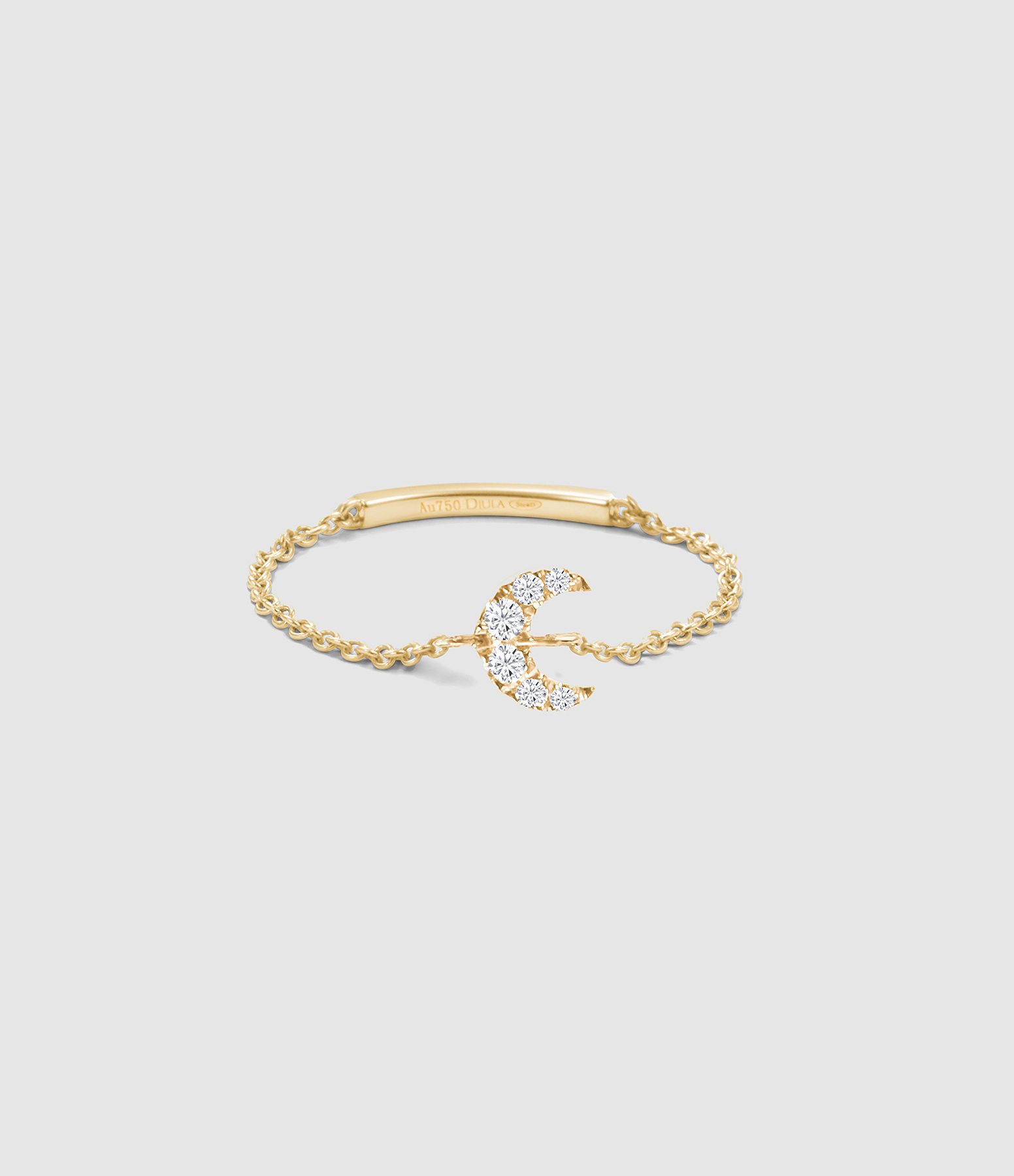 Bague Chaîne Magic Touch Lune Diamants Or Jaune