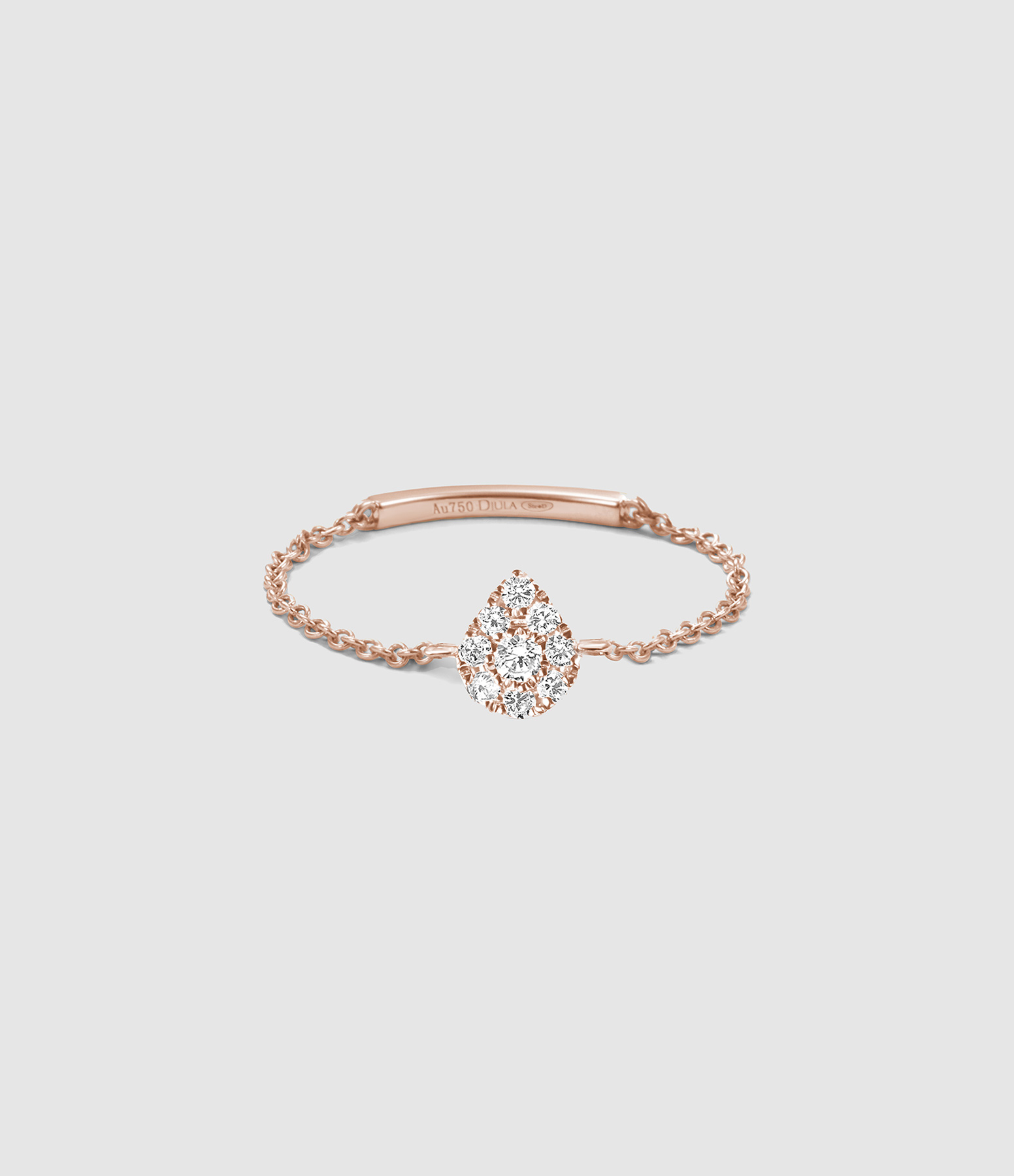 Bague Chaîne Magic Touch Poire Diamants Or Rose