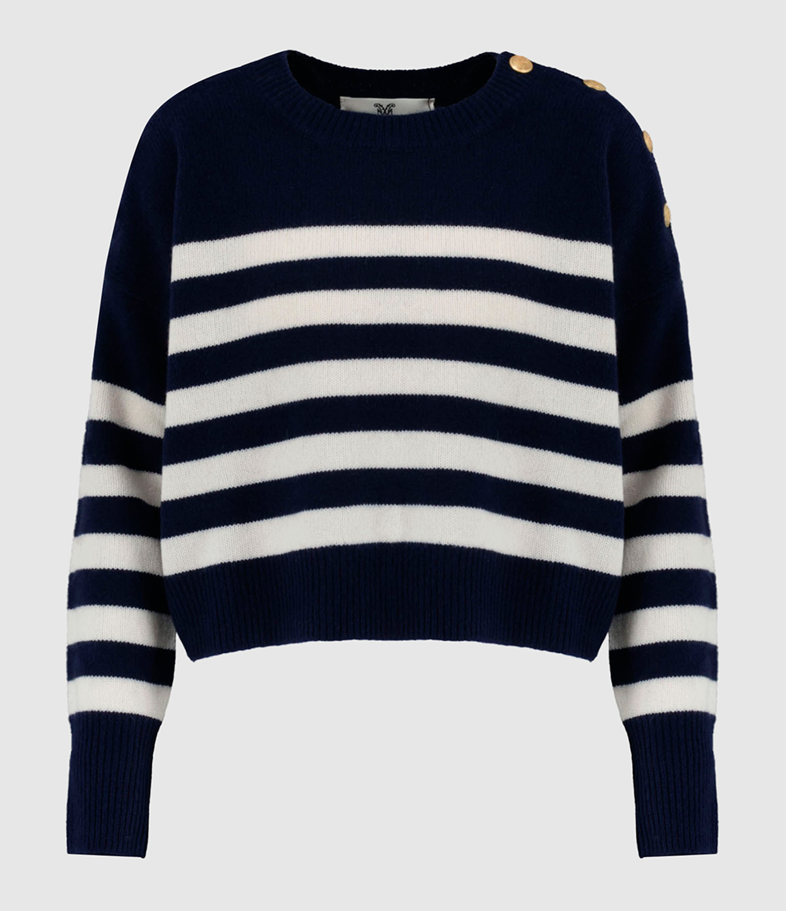 Pull Baby Solal Cachemire Marine Rayures Écru
