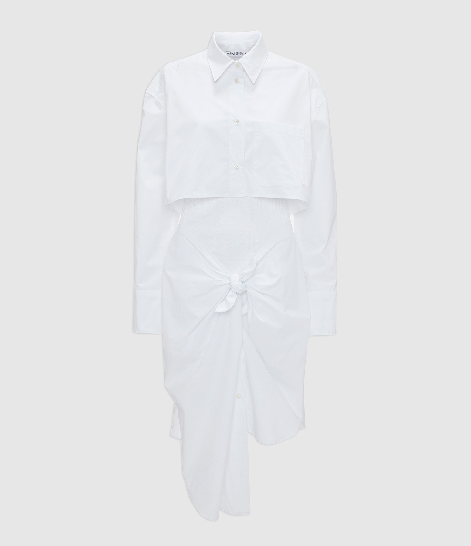 Robe Mi-Longue Knot Front Hybrid White