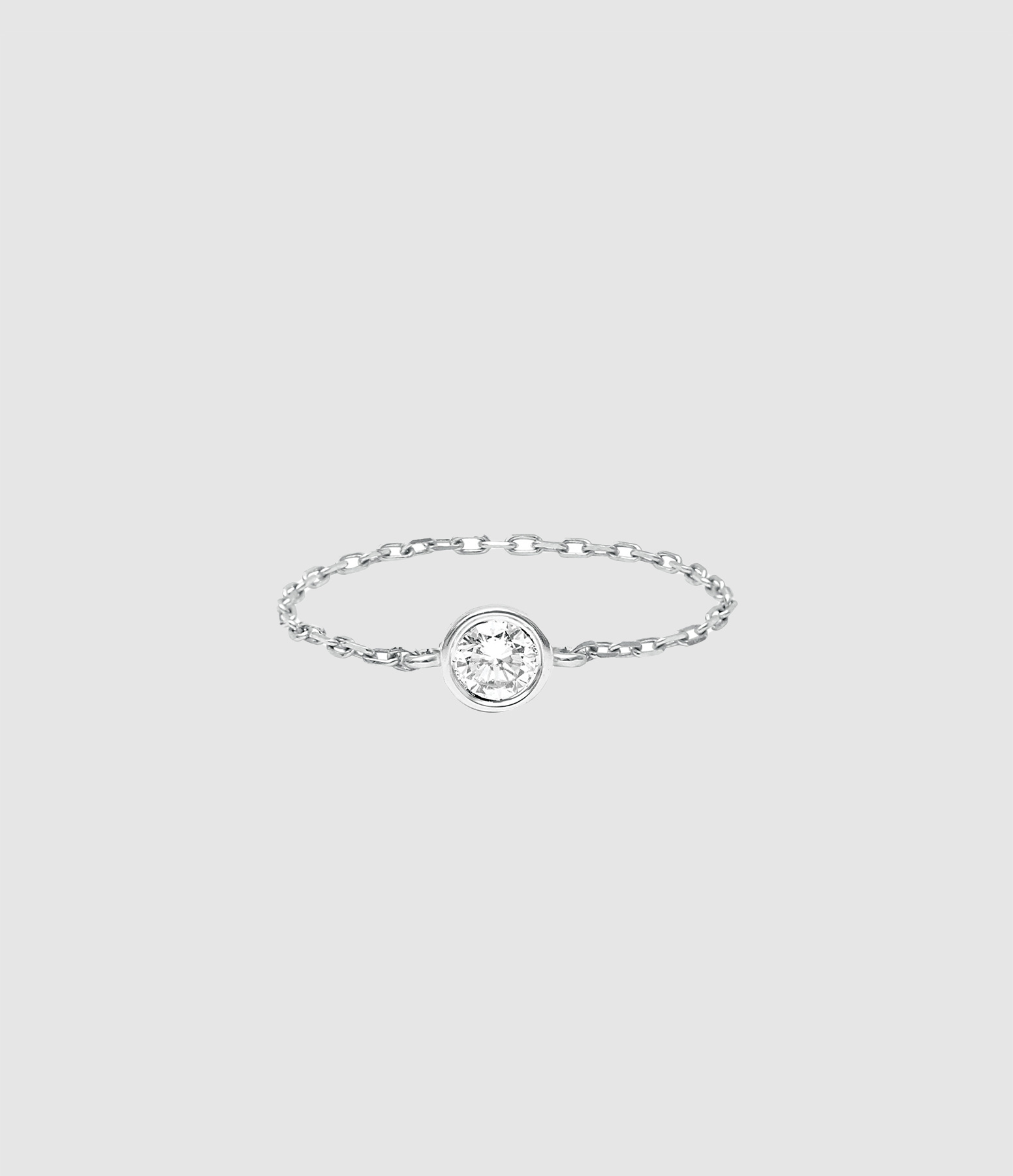 Bague Chaîne Magic Touch Solitaire Diamants Or Blanc