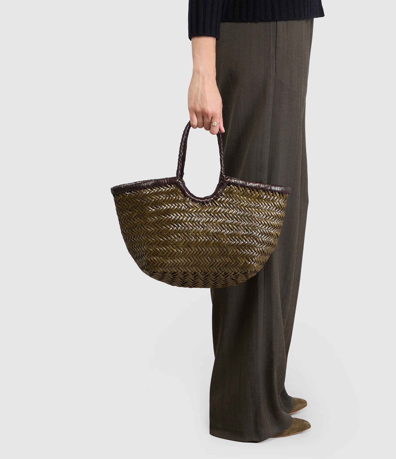 Sac Nantucket Small Bi-Colour Khaki/Dark Brown